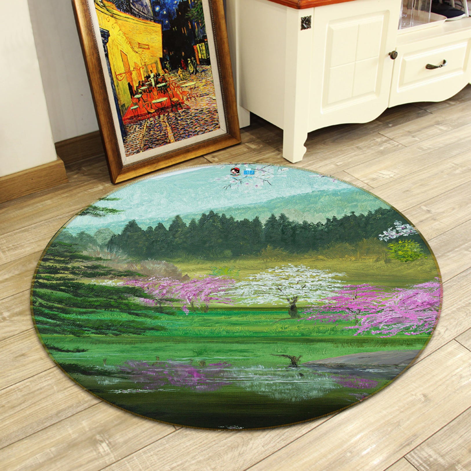 3D Grassland Trees 18144 Marina Zotova Rug Round Non Slip Rug Mat