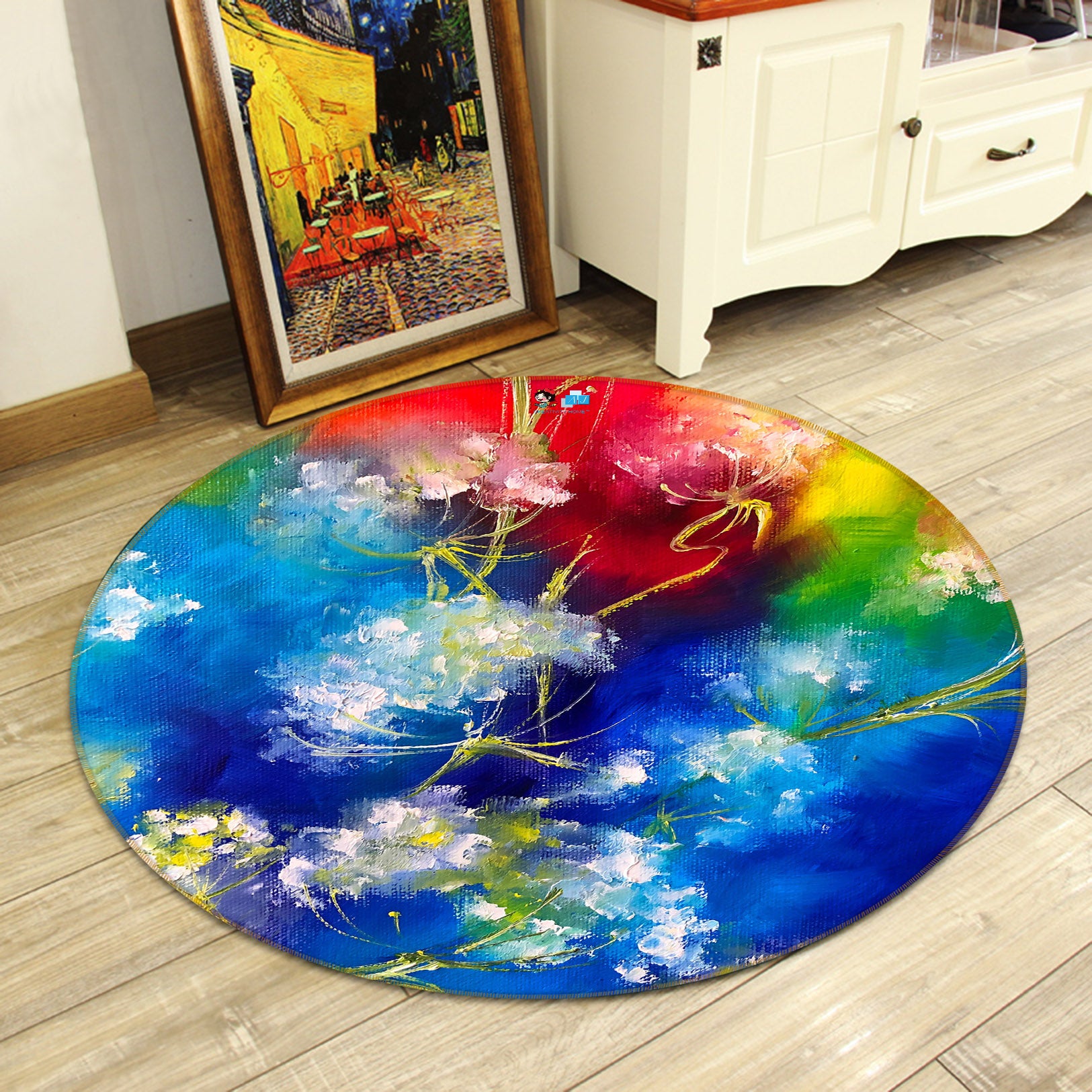 3D Painted Flowers 918 Skromova Marina Rug Round Non Slip Rug Mat