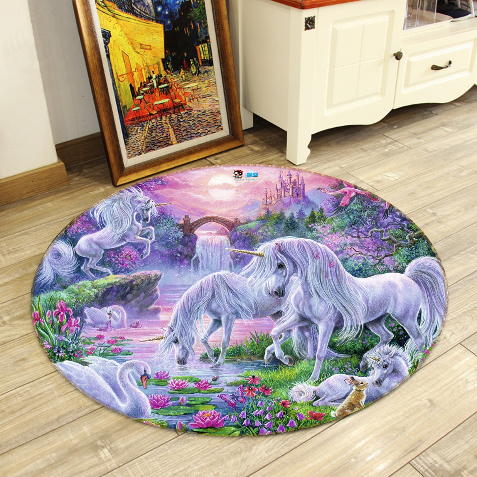 3D Unicorn 72136 Round Non Slip Rug Mat