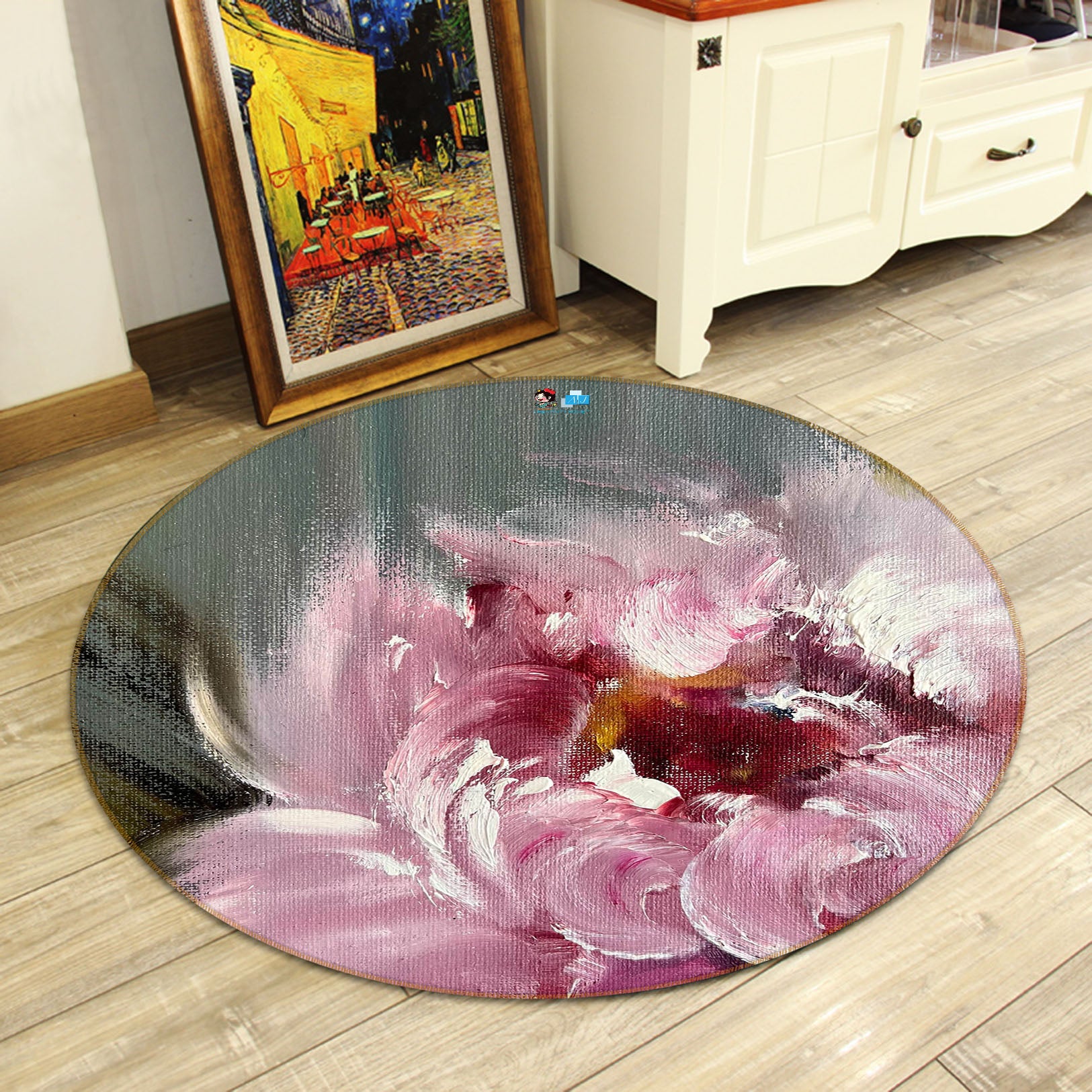 3D Flower Paint 876 Skromova Marina Rug Round Non Slip Rug Mat