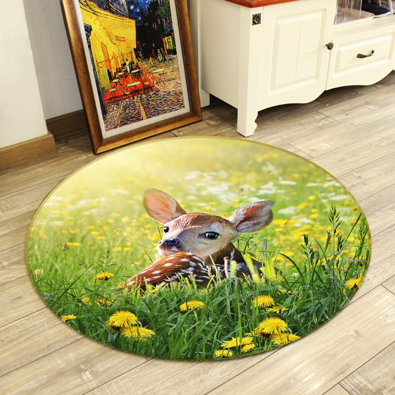 3D Fawn 81287 Animal Round Non Slip Rug Mat