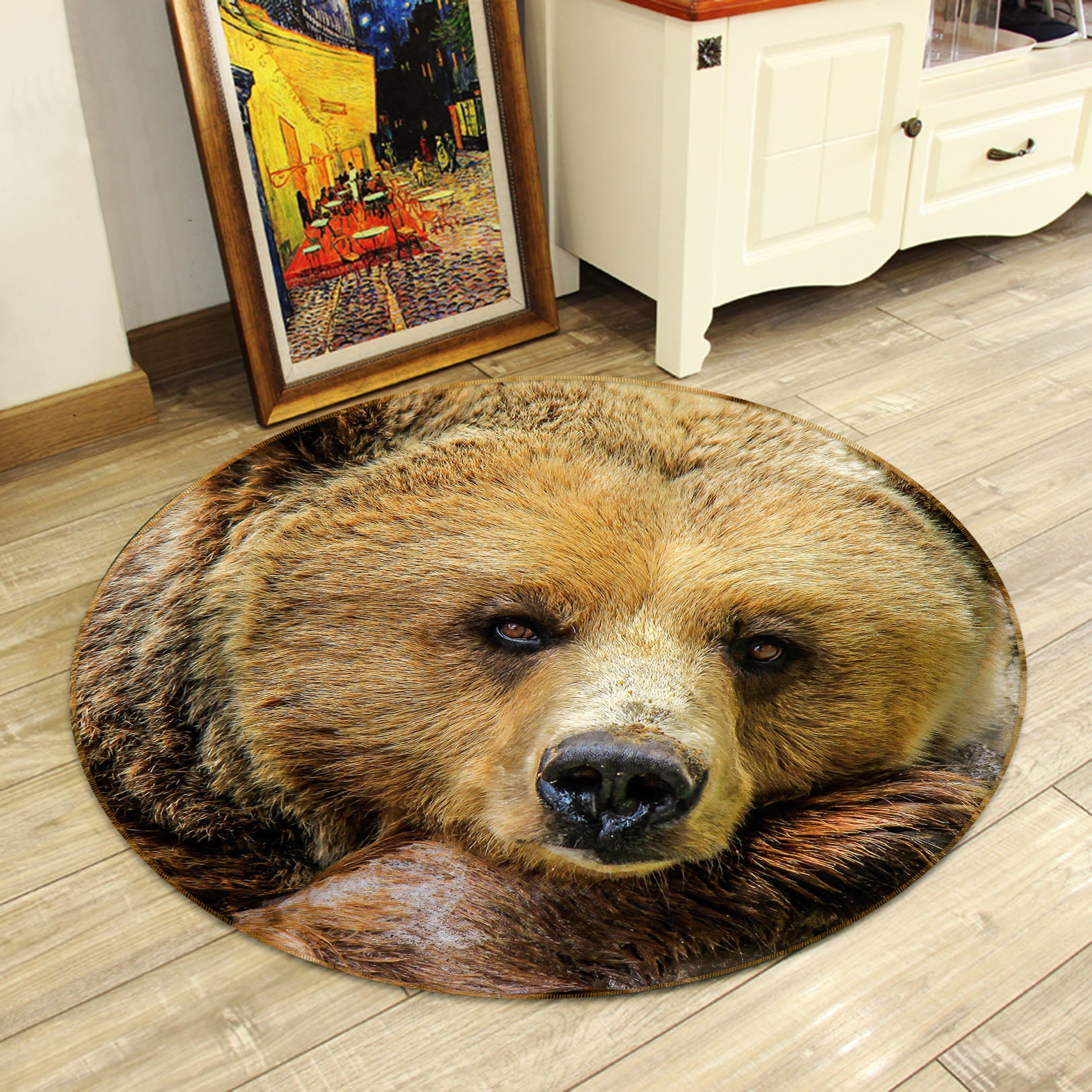 3D Bear 81276 Animal Round Non Slip Rug Mat