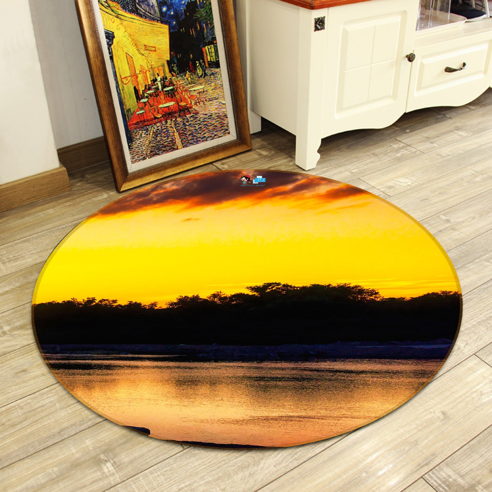 3D Sunset Lake 5027 Beth Sheridan Rug Round Non Slip Rug Mat