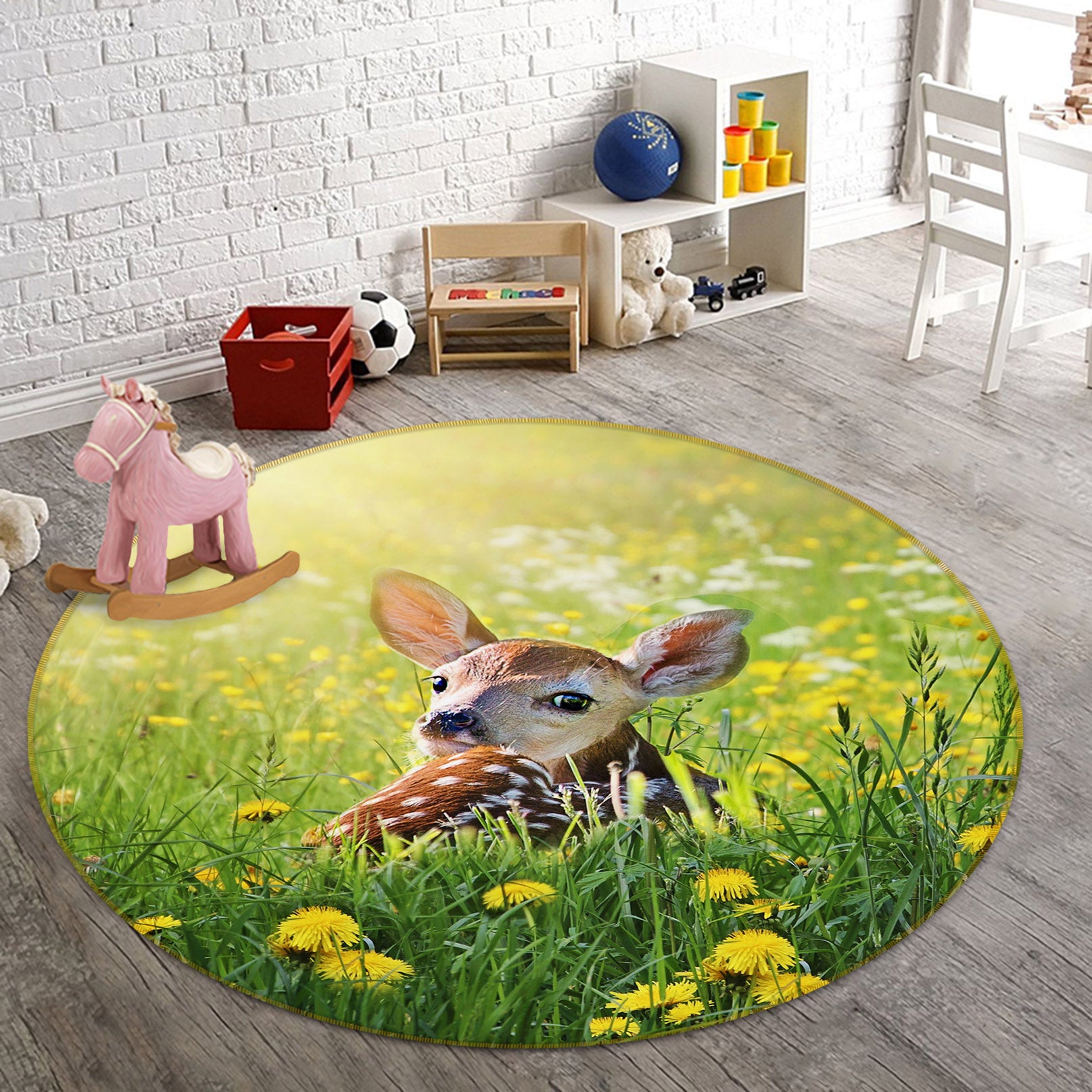 3D Fawn 81287 Animal Round Non Slip Rug Mat