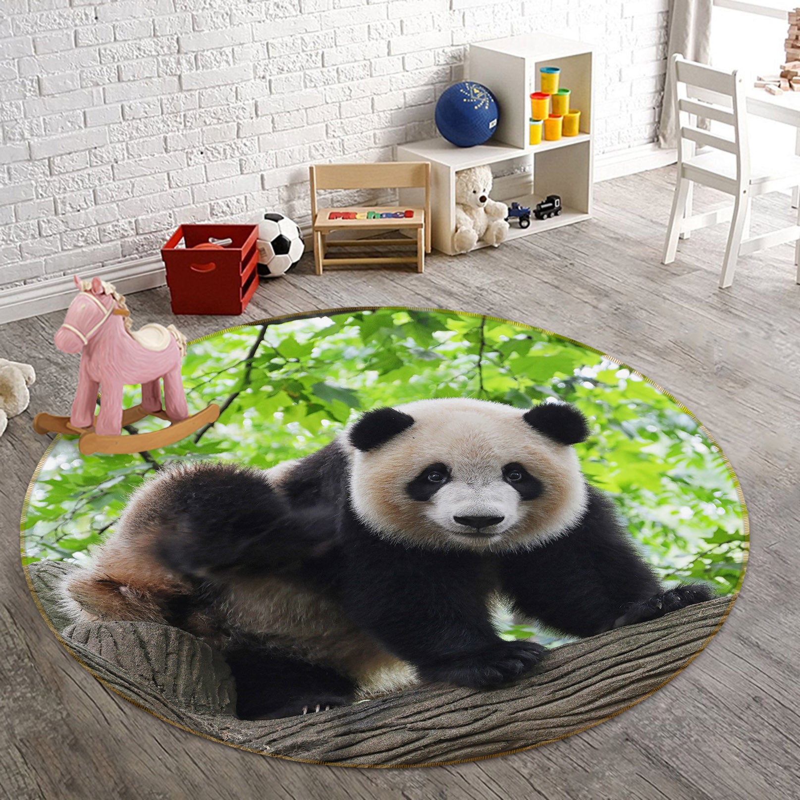 3D Panda 82031 Animal Round Non Slip Rug Mat