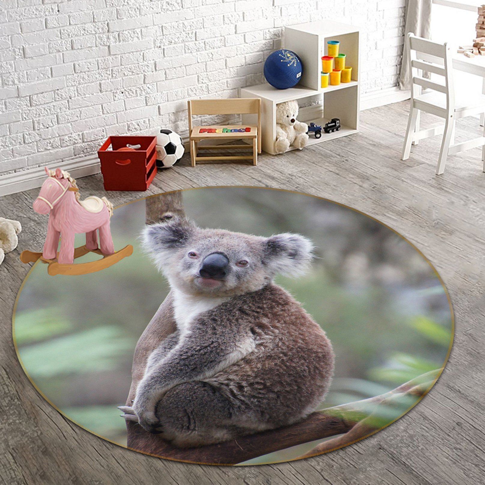 3D Koala Baby 069 Animal Round Non Slip Rug Mat Mat AJ Creativity Home 