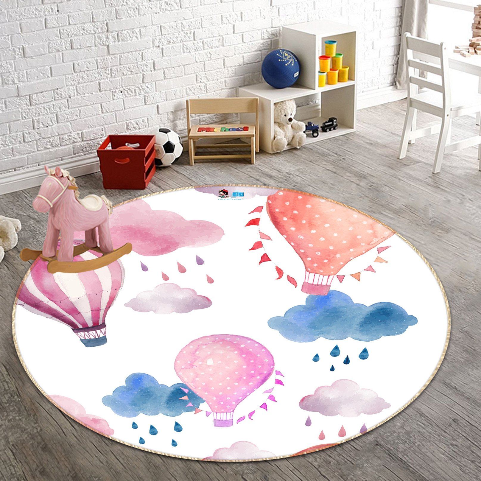 3D Gouache Balloon 266 Round Non Slip Rug Mat Mat AJ Creativity Home 