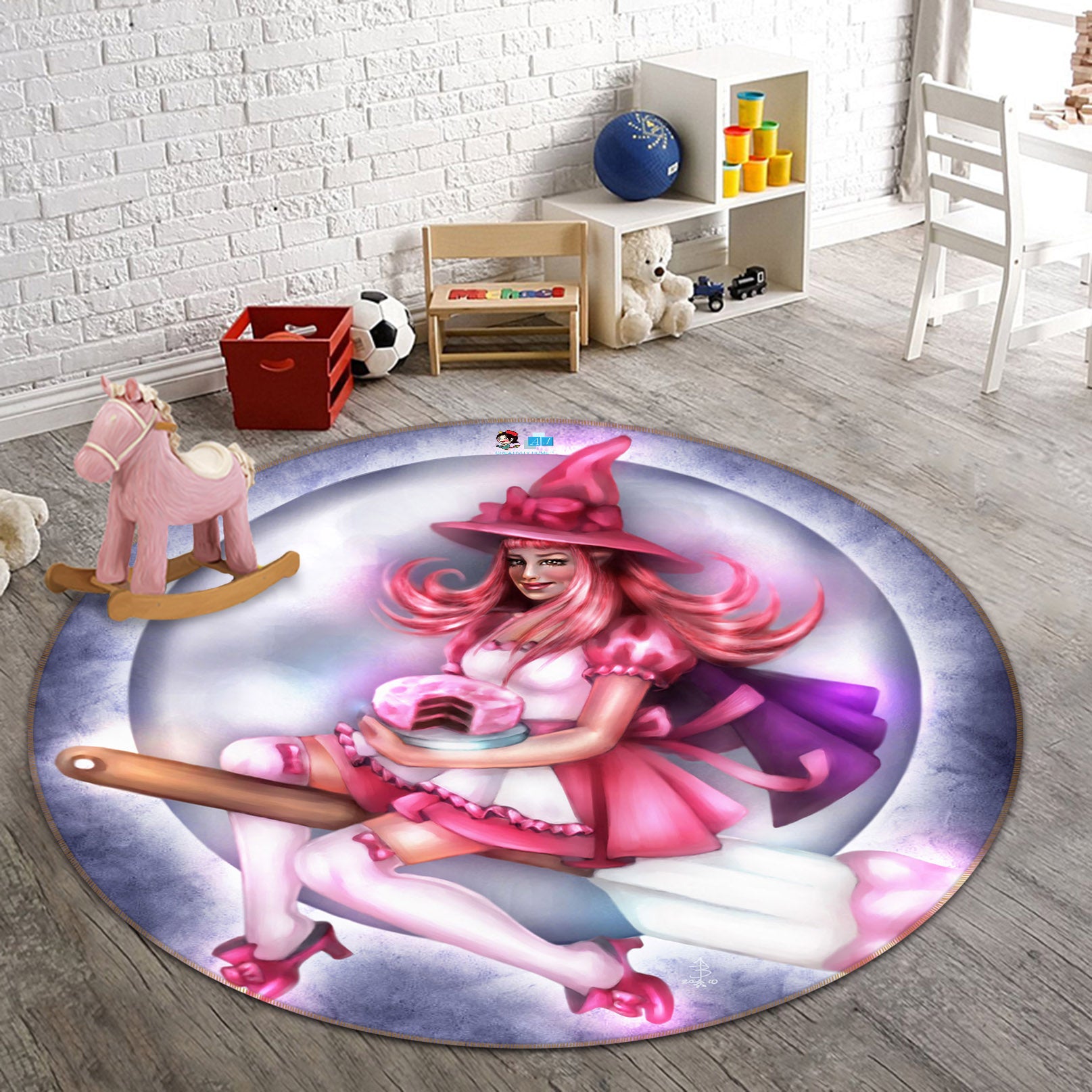 3D Magic Woman 8884 Brigid Ashwood Rug Round Non Slip Rug Mat