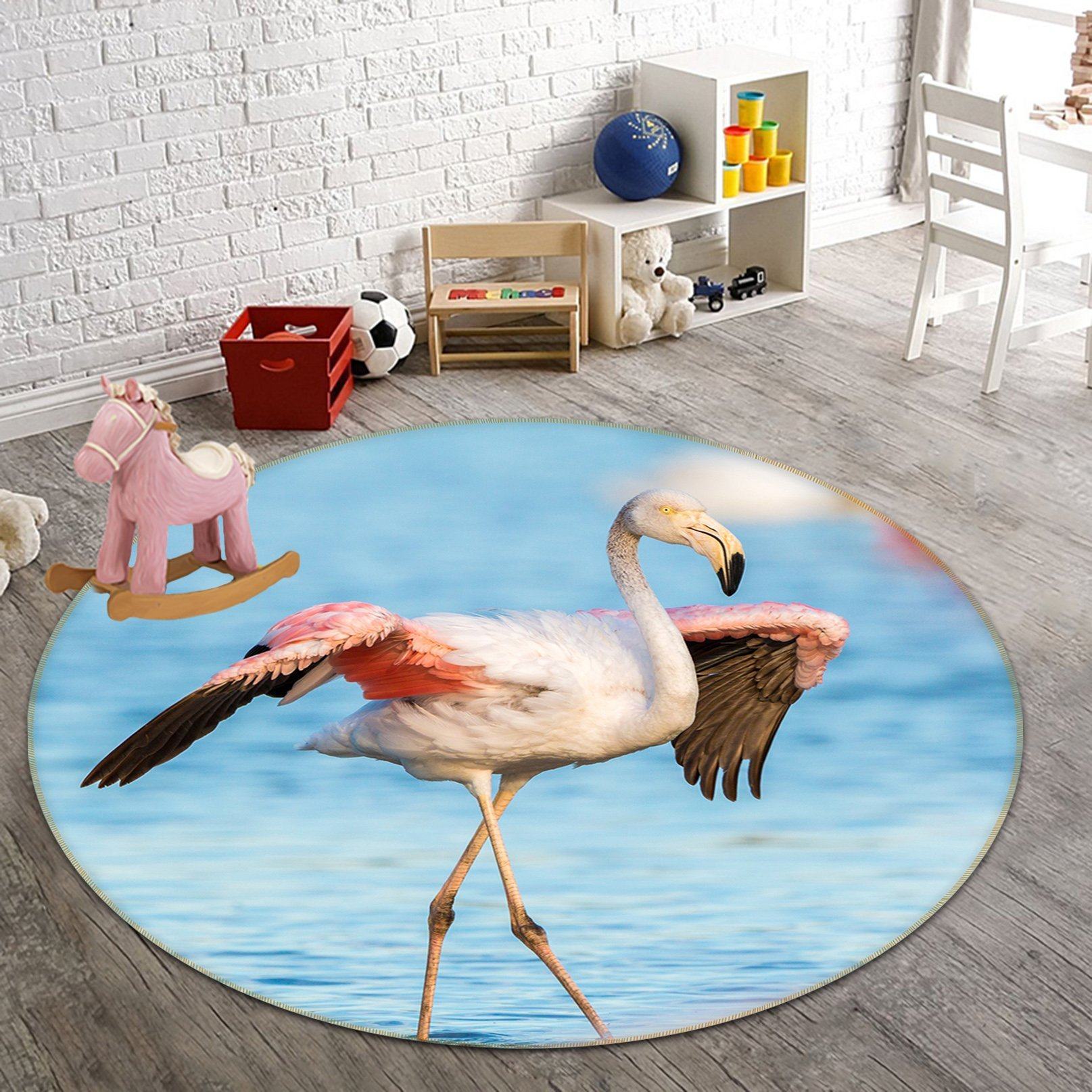 3D Red Crowned Crane 040 Animal Round Non Slip Rug Mat Mat AJ Creativity Home 