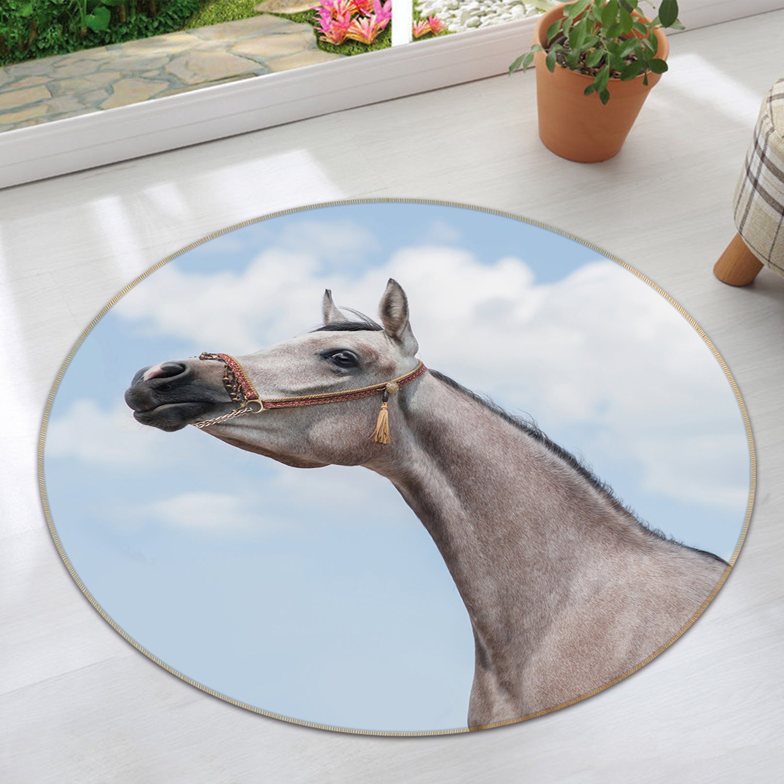 3D Horse 82241 Animal Round Non Slip Rug Mat