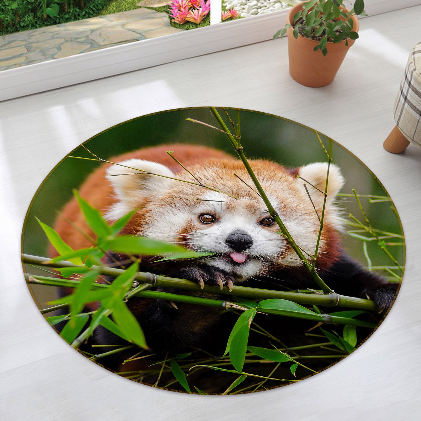 3D Raccoon 81263 Animal Round Non Slip Rug Mat