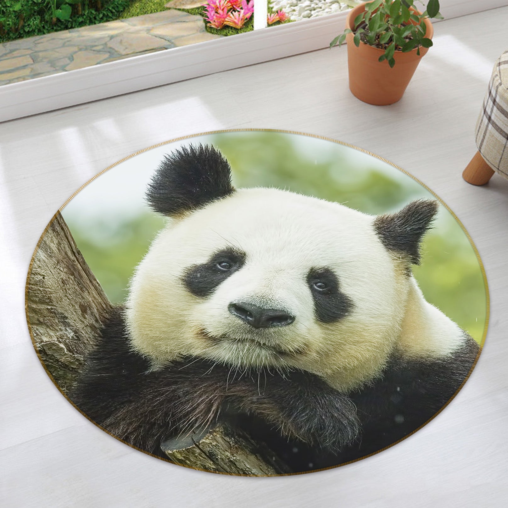 3D Panda 37195 Animal Round Non Slip Rug Mat