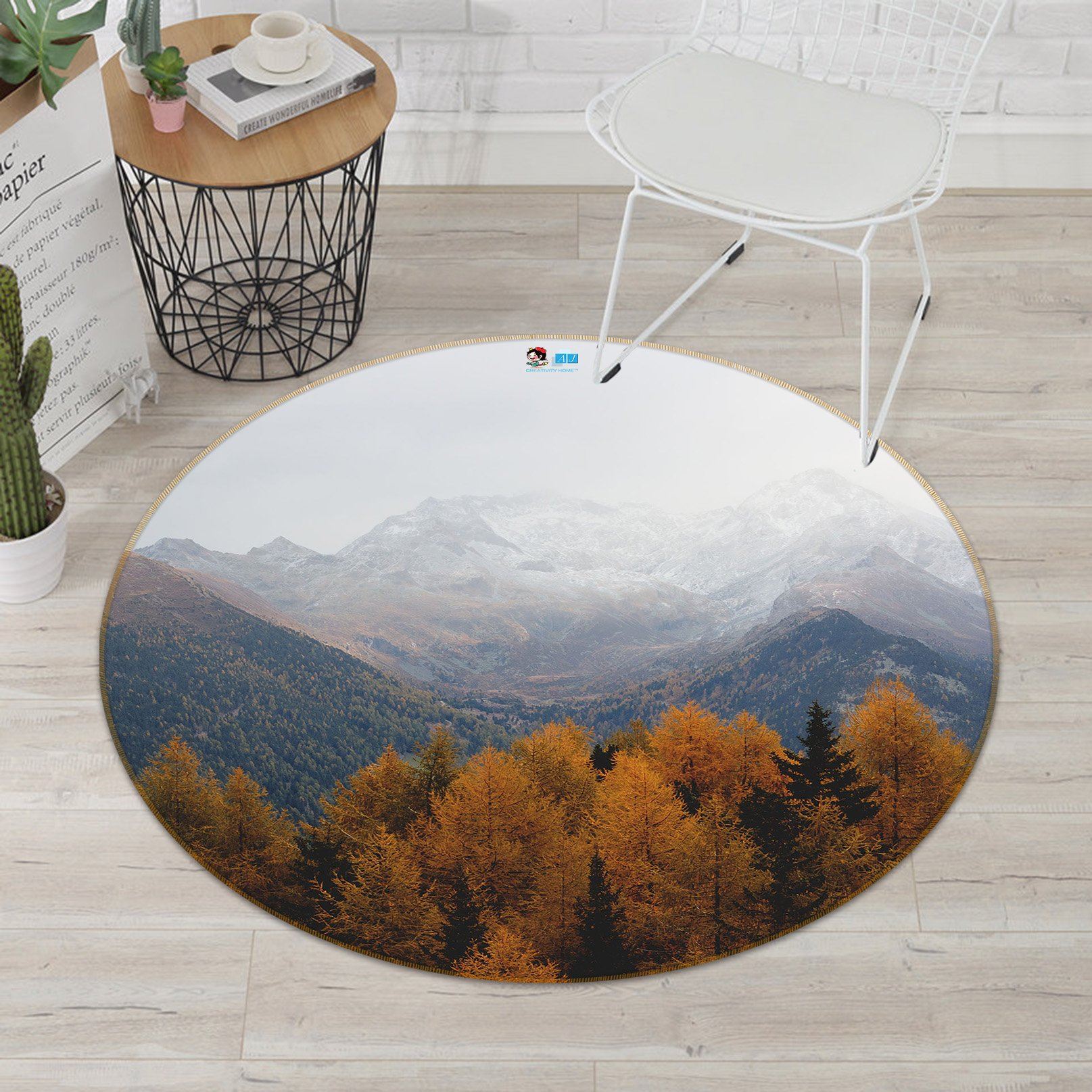 3D Maple Mountain 230 Round Non Slip Rug Mat Mat AJ Creativity Home 