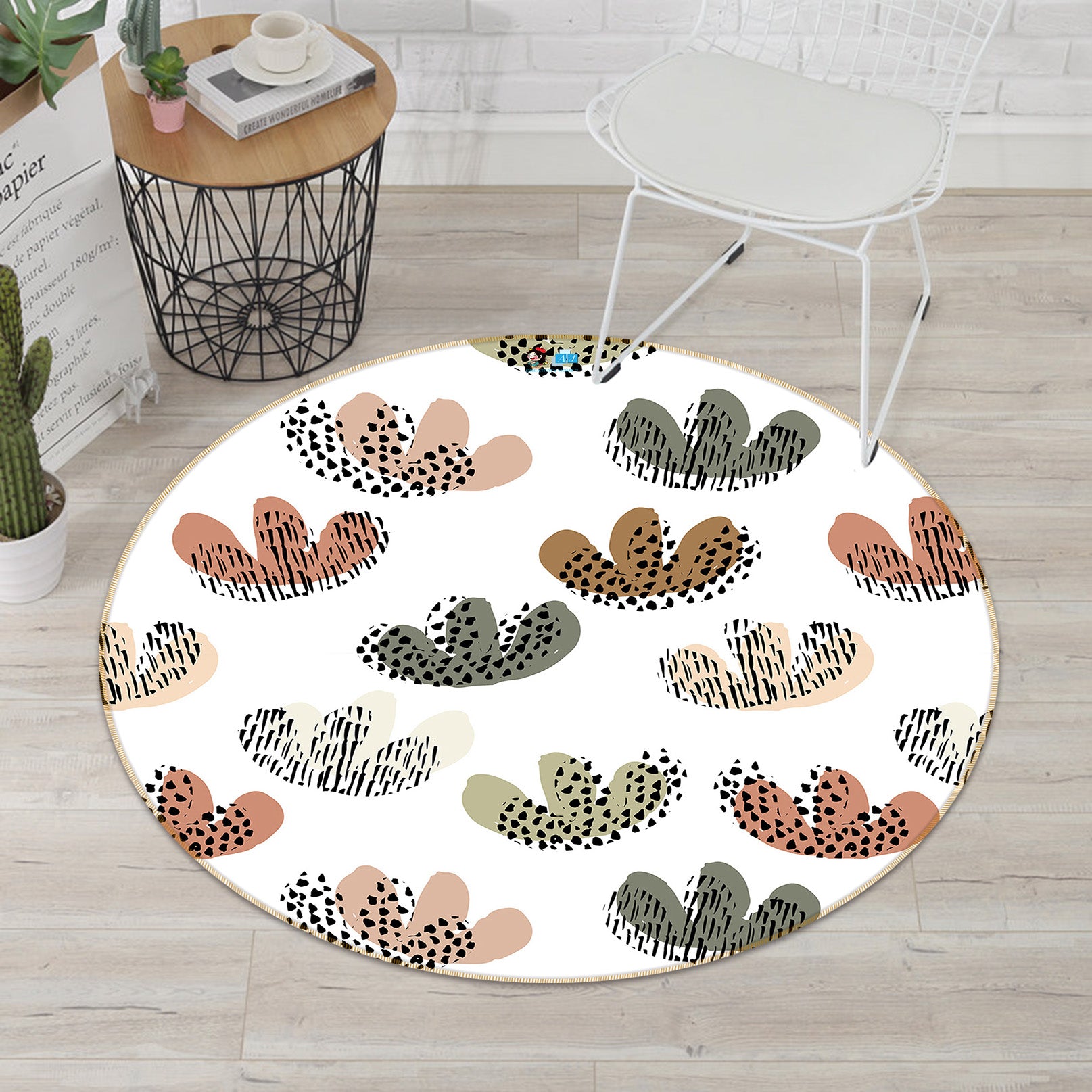 3D Three Pattern Dots 10519 Kashmira Jayaprakash Rug Round Non Slip Rug Mat