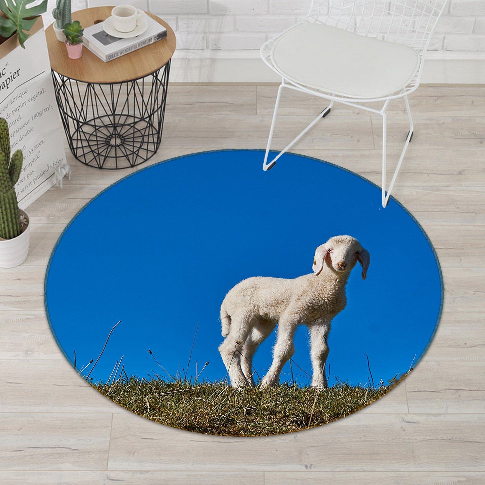 3D Sheep 071 Animal Round Non Slip Rug Mat Mat AJ Creativity Home 