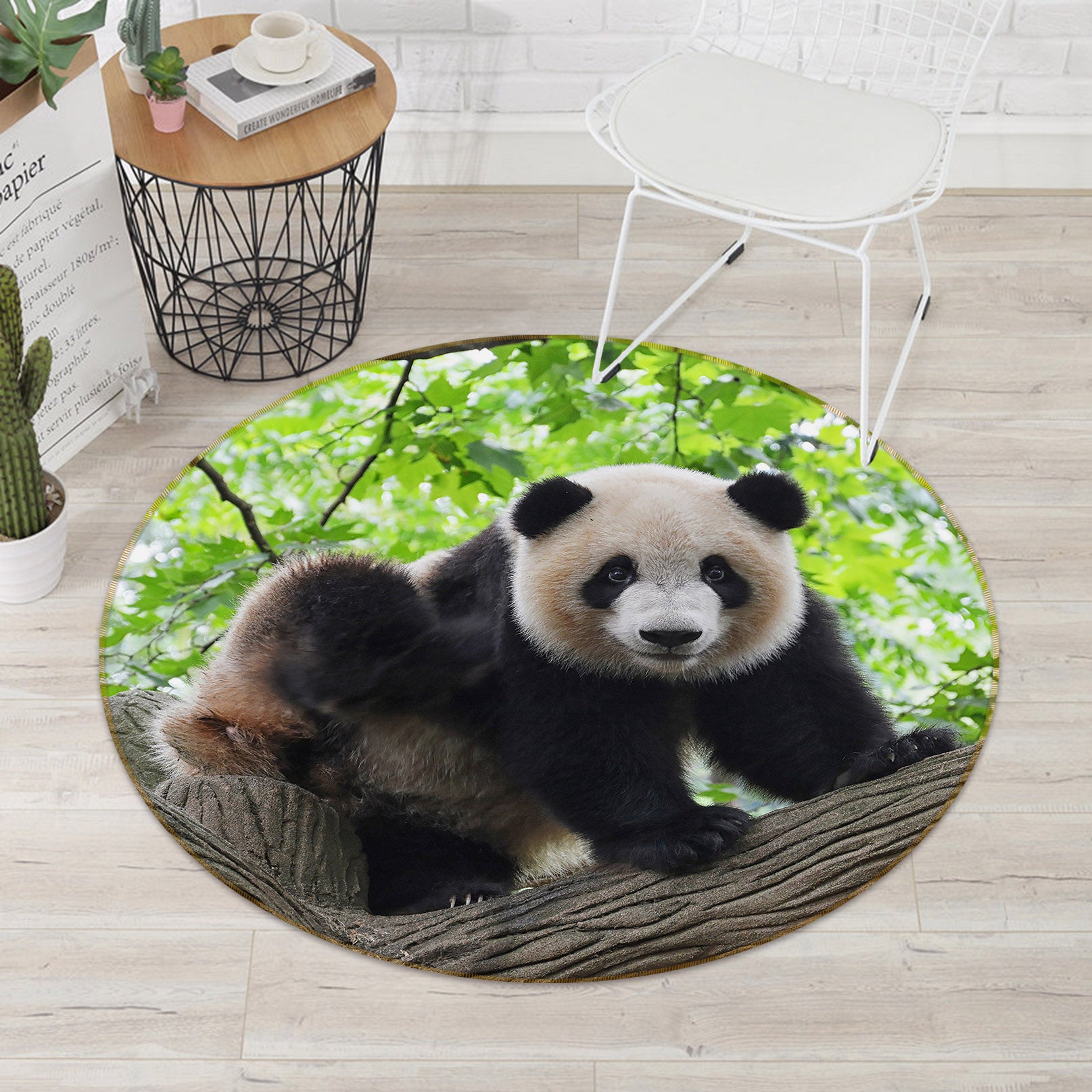 3D Panda 82031 Animal Round Non Slip Rug Mat