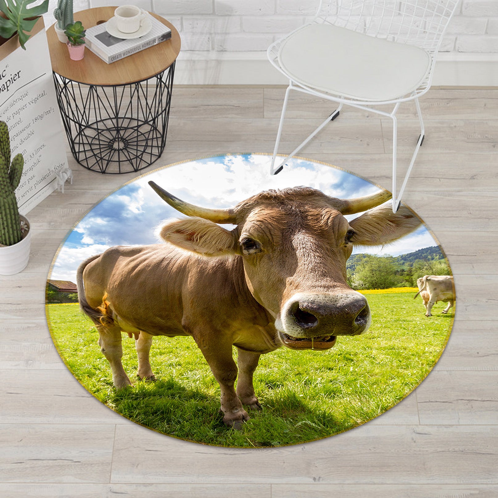 3D Cattle 82204 Animal Round Non Slip Rug Mat