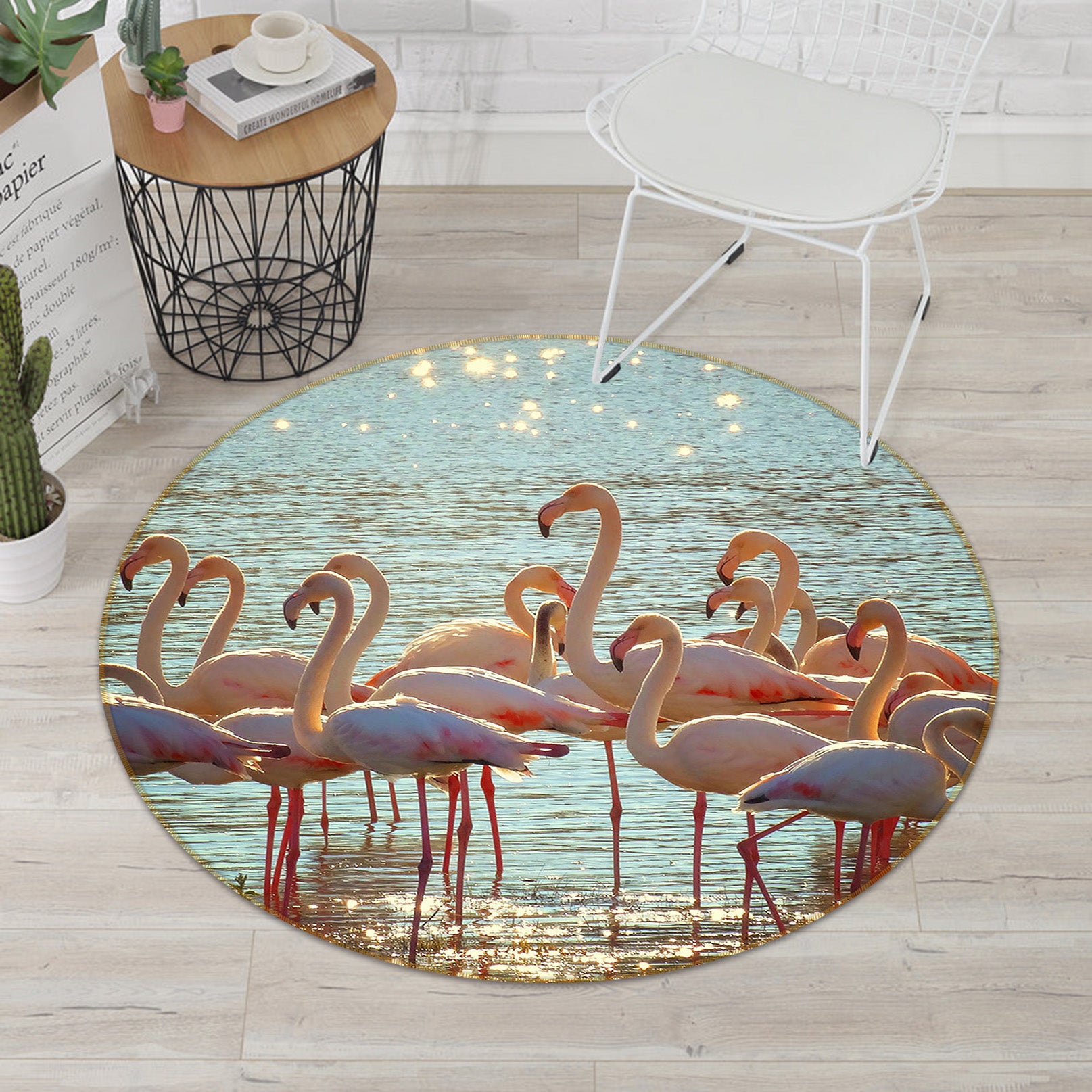 3D Flamingo 82218 Animal Round Non Slip Rug Mat
