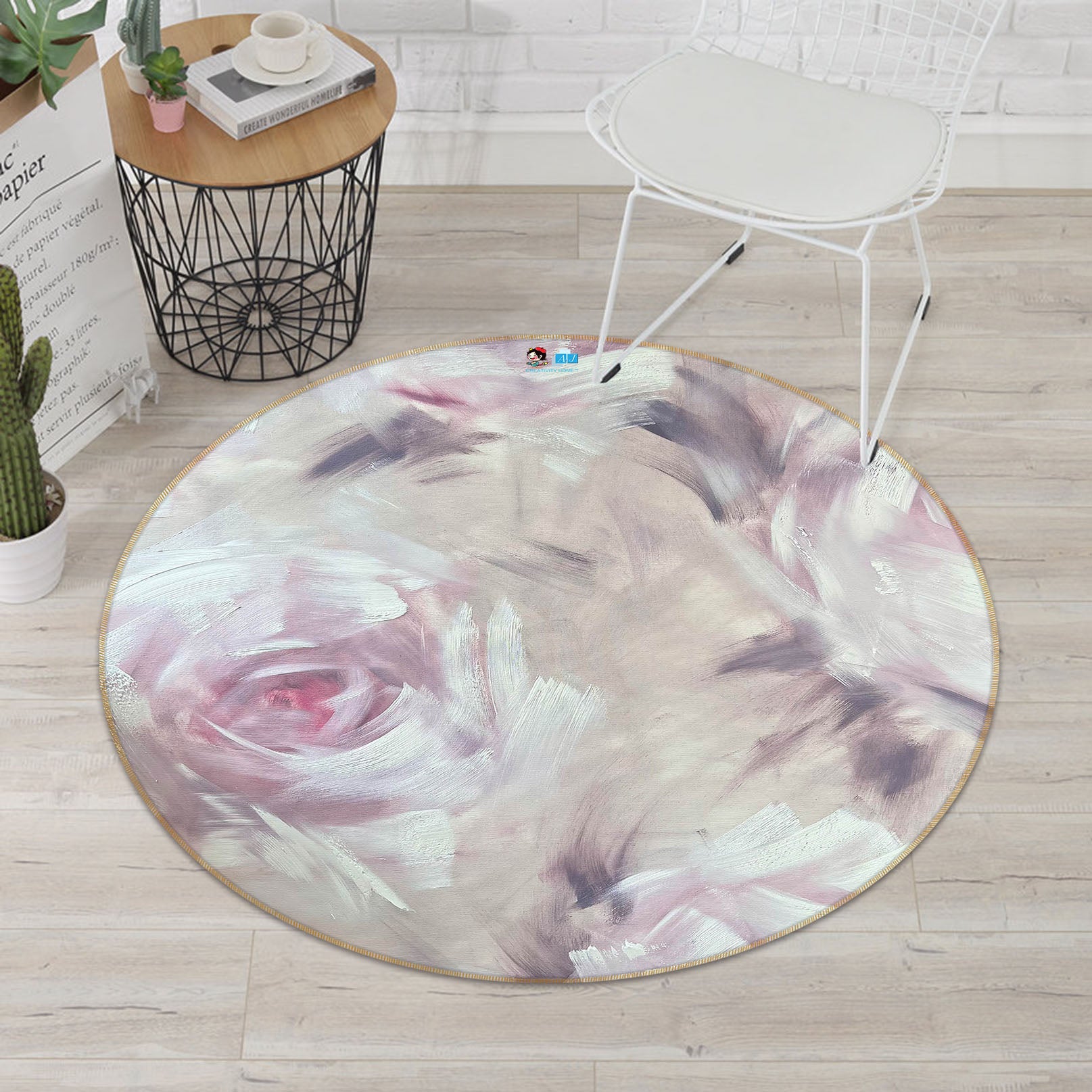 3D Soft Flower 4044 Skromova Marina Rug Round Non Slip Rug Mat