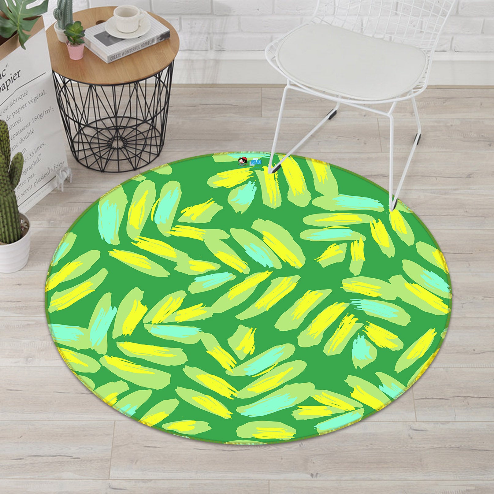 3D Green Pattern 10542 Kashmira Jayaprakash Rug Round Non Slip Rug Mat