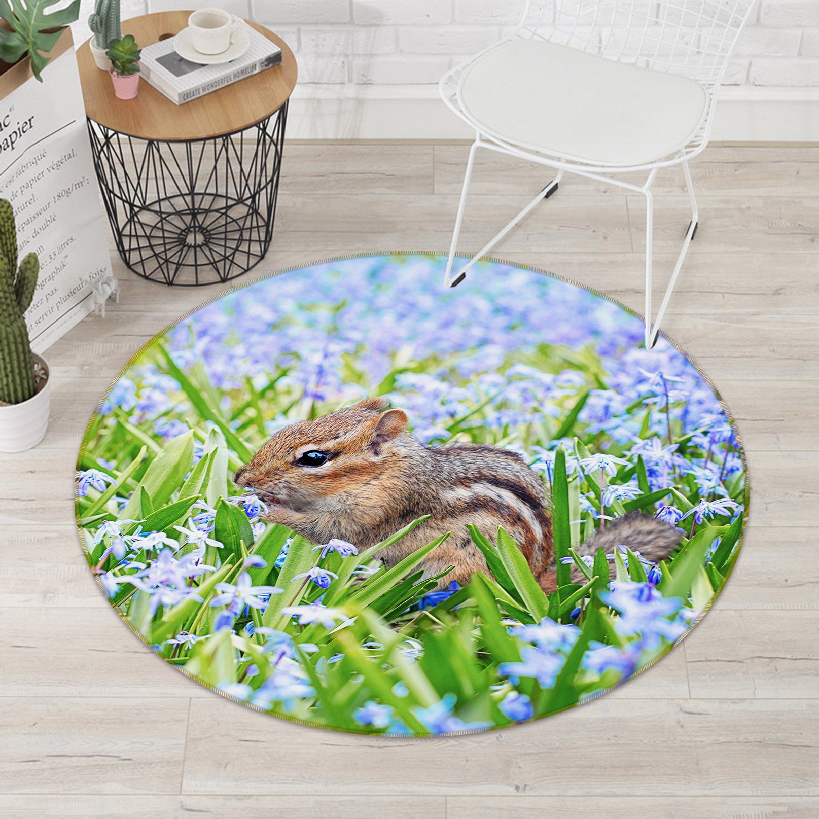 3D Chipmunk 81284 Animal Round Non Slip Rug Mat