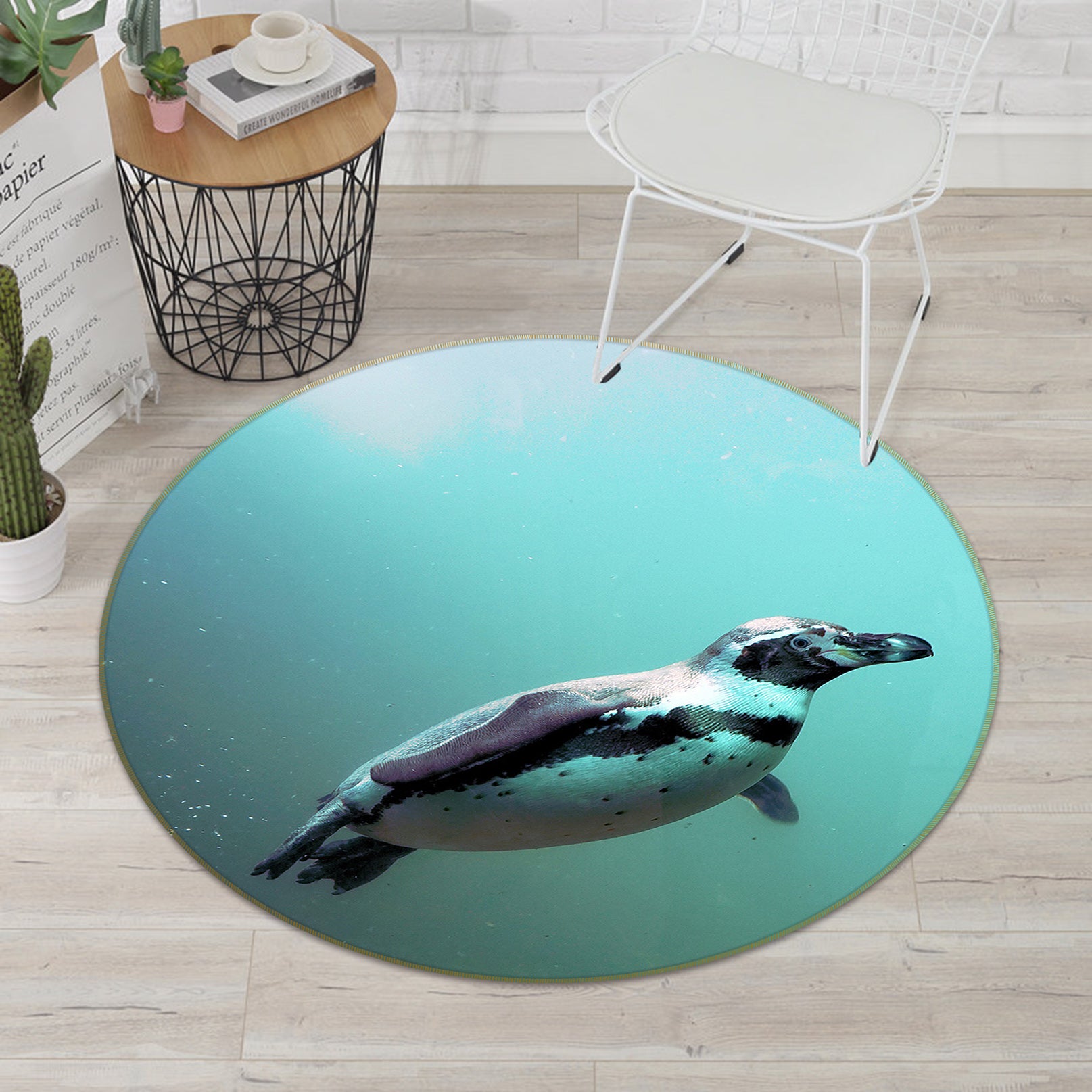 3D Penguin 82261 Animal Round Non Slip Rug Mat