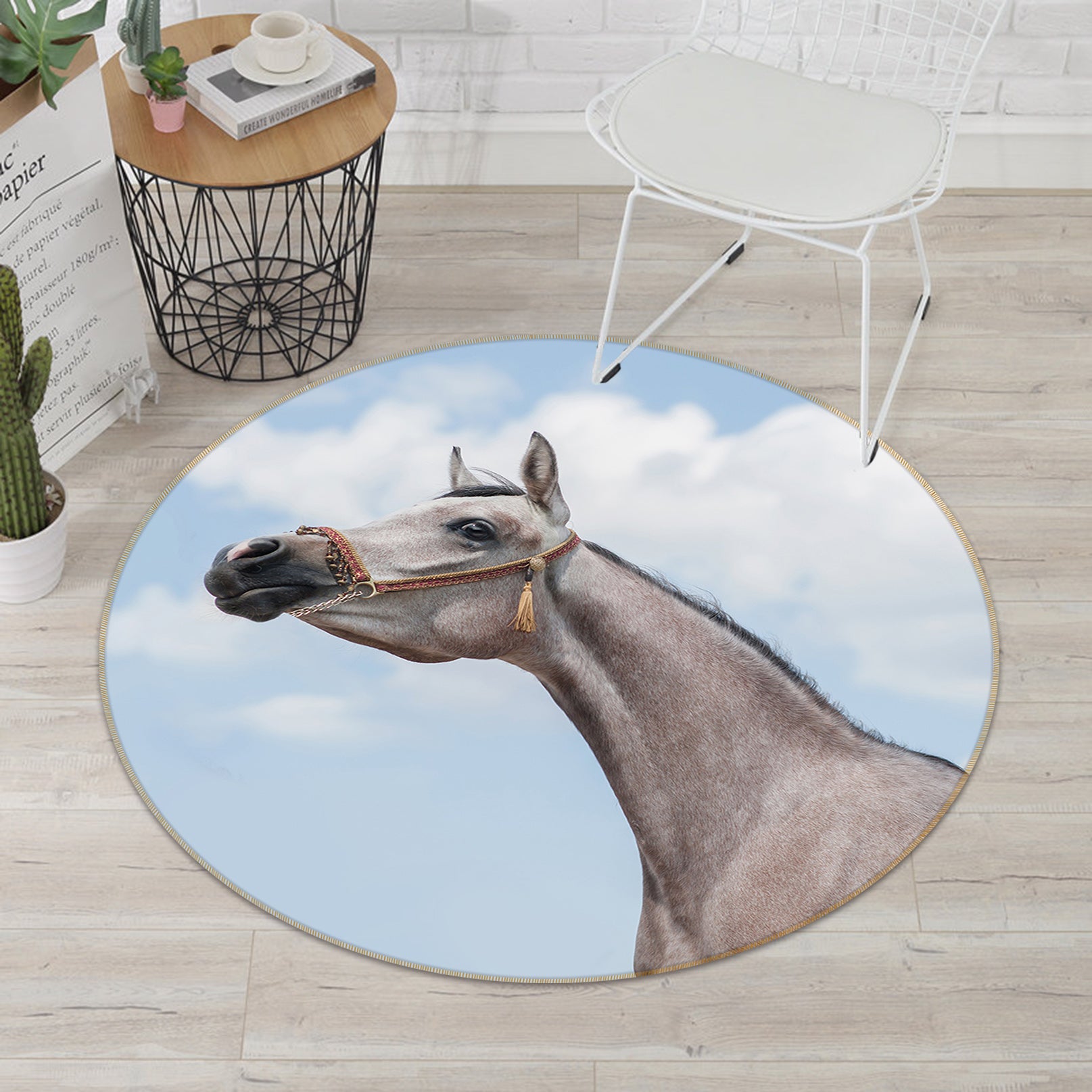 3D Horse 82241 Animal Round Non Slip Rug Mat