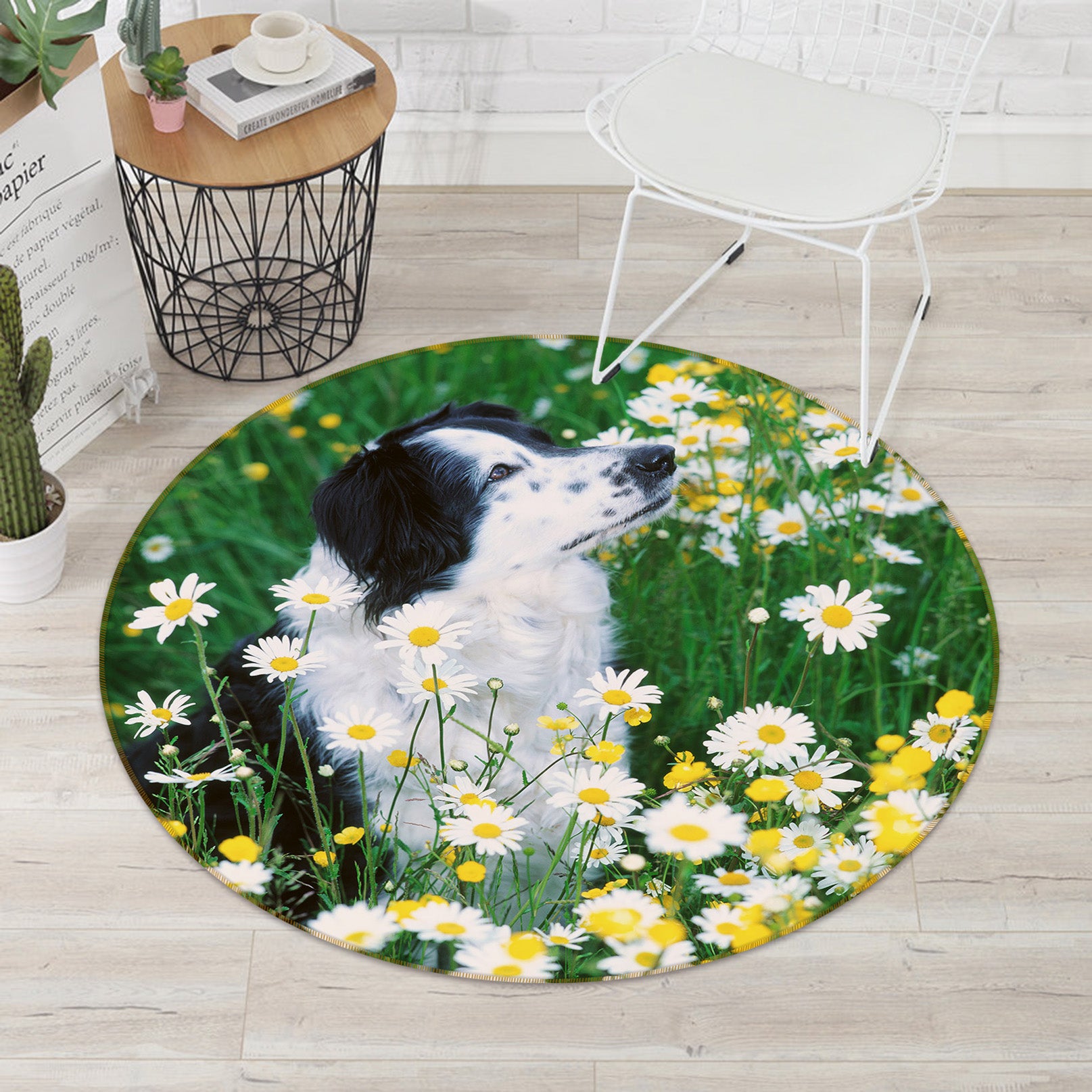 3D Dog Flowers 82006 Animal Round Non Slip Rug Mat