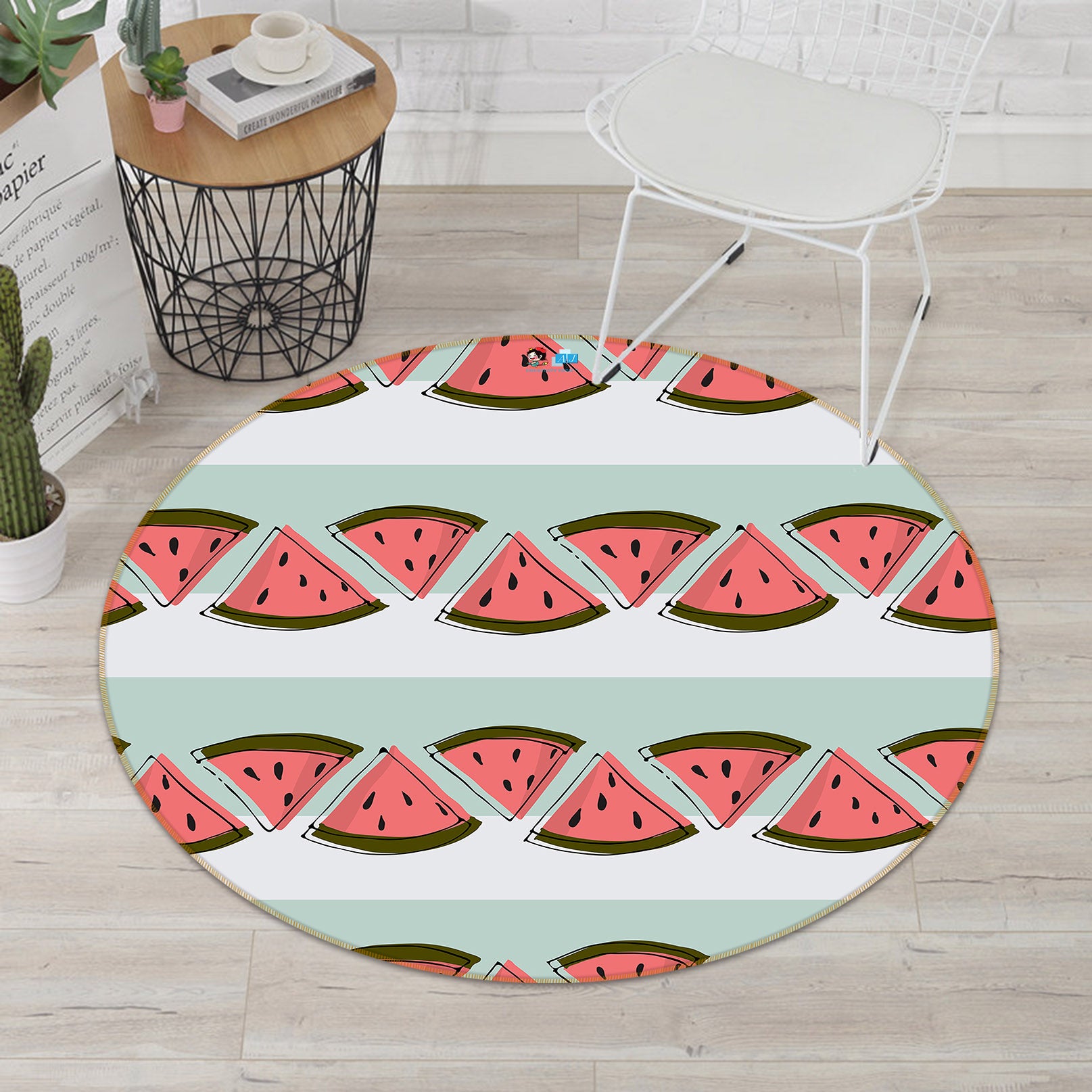 3D Watermelon Pattern 10574 Kashmira Jayaprakash Rug Round Non Slip Rug Mat