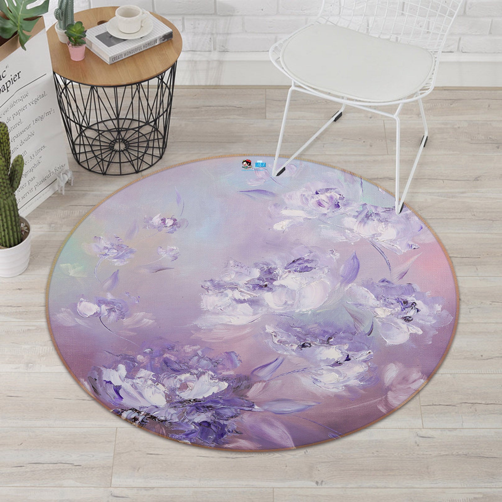 3D Beautiful Flower 840 Skromova Marina Rug Round Non Slip Rug Mat