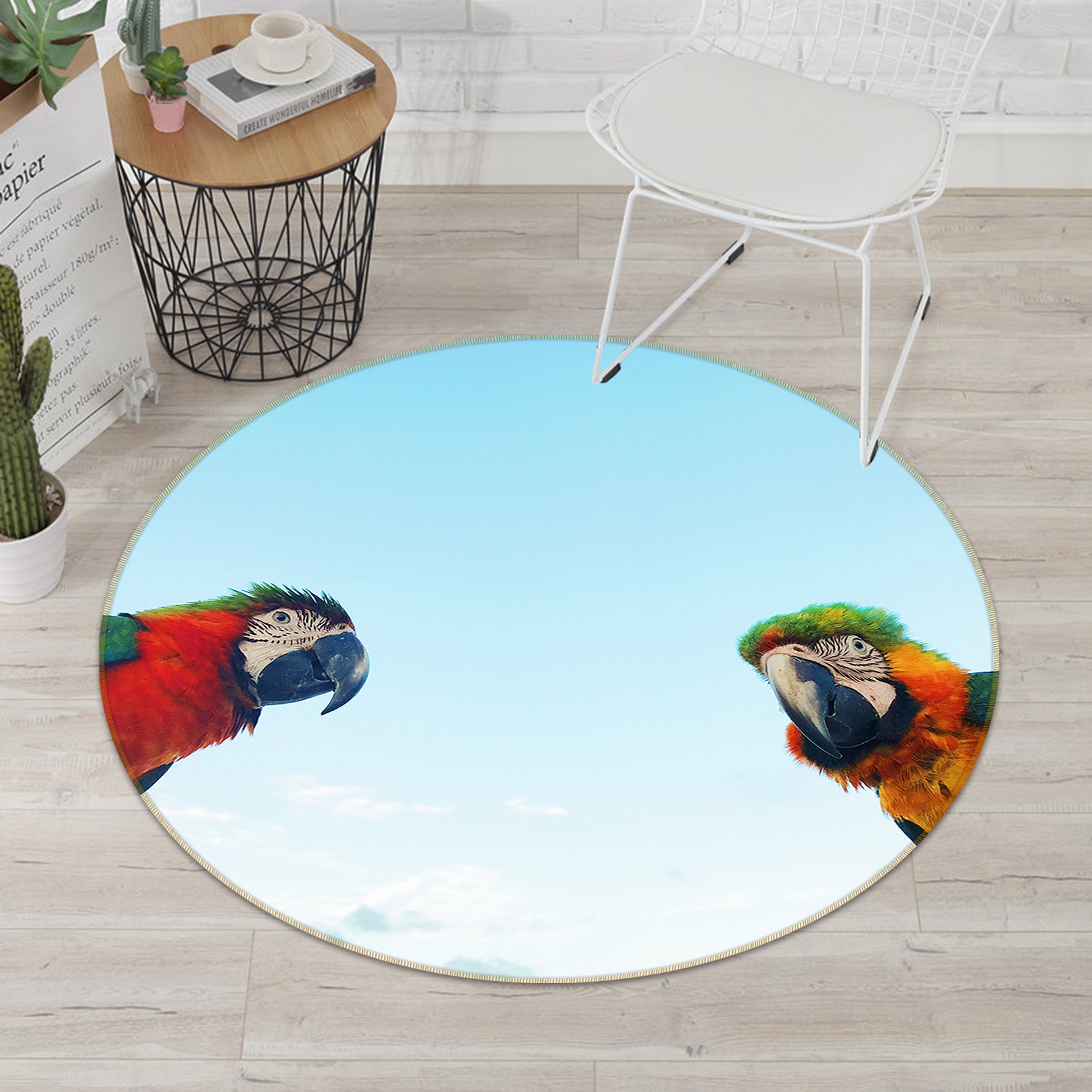 3D Parrot 82179 Animal Round Non Slip Rug Mat