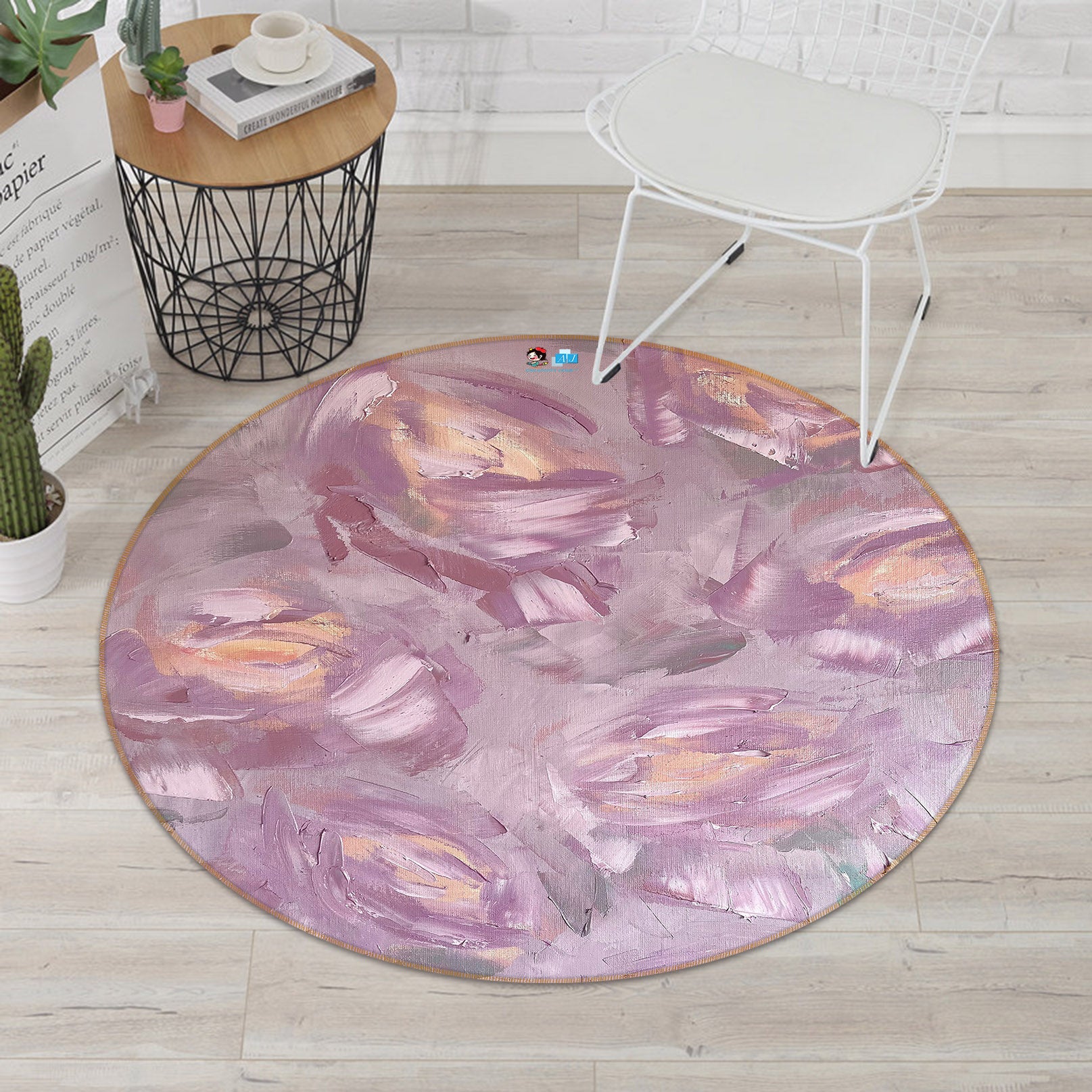 3D Purple Texture 3887 Skromova Marina Rug Round Non Slip Rug Mat