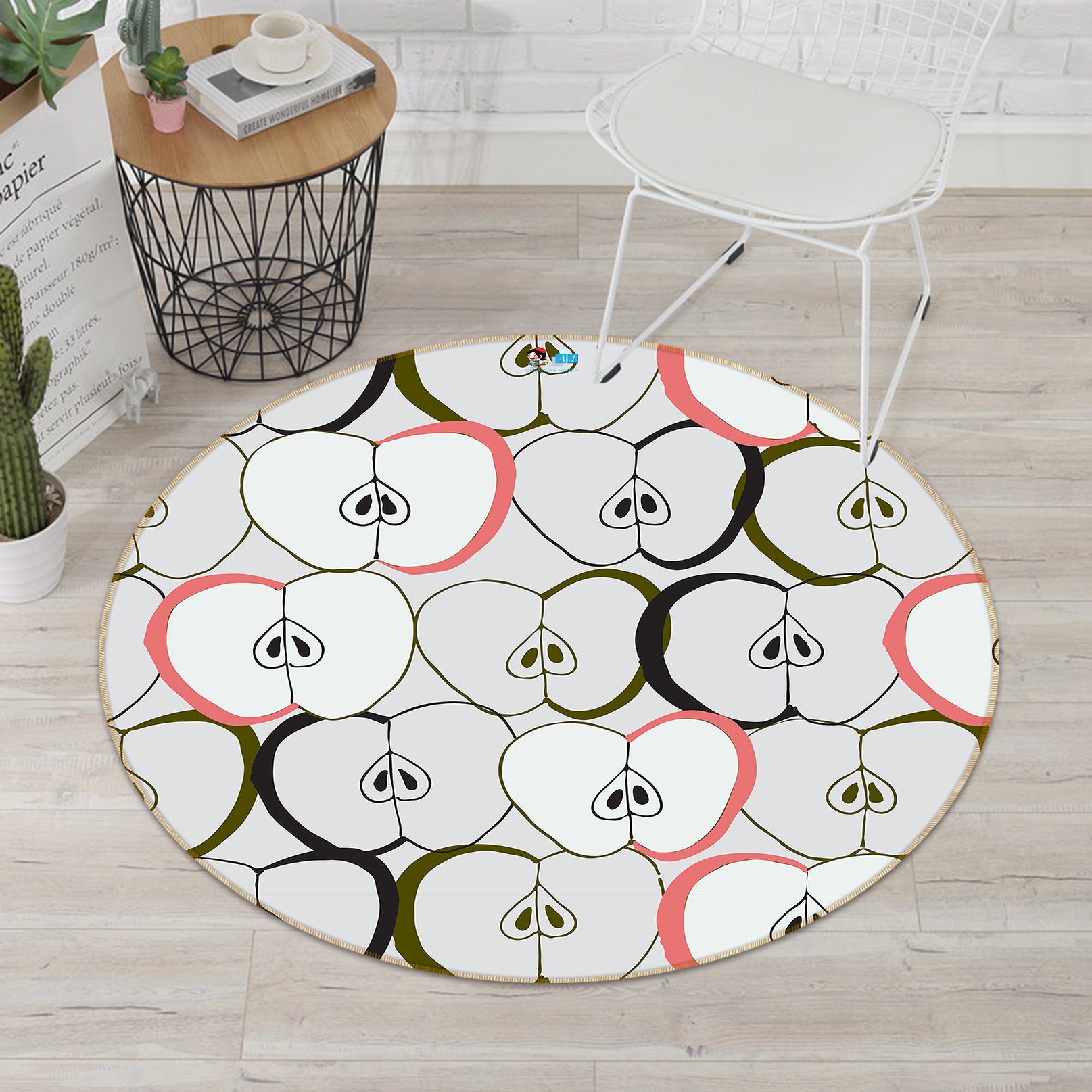 3D Apple Pattern 10580 Kashmira Jayaprakash Rug Round Non Slip Rug Mat