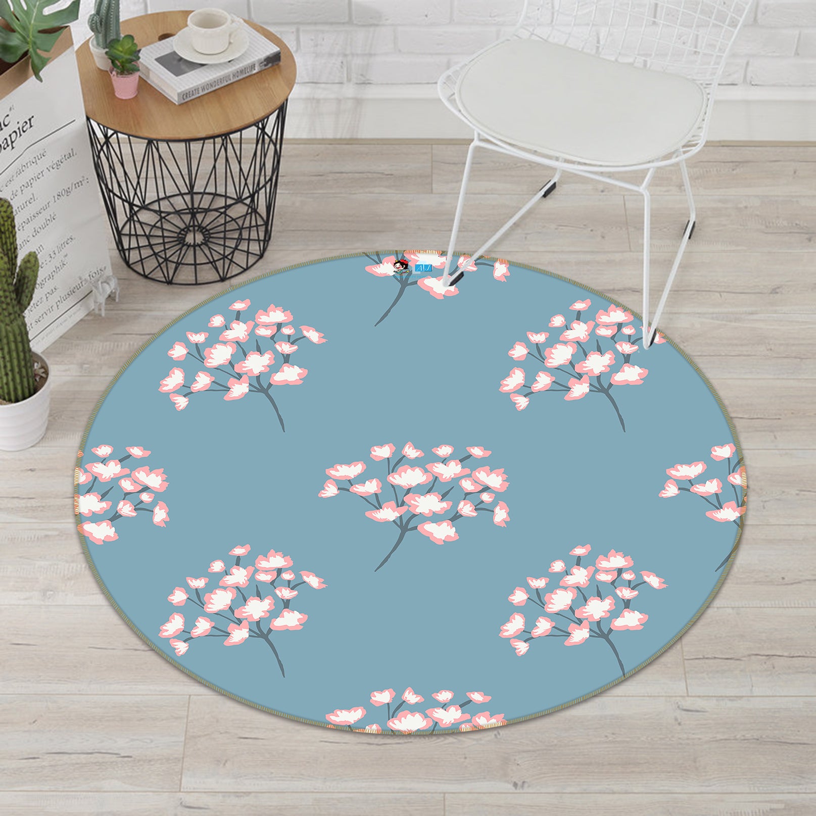 3D Pink Floral Pattern 10533 Kashmira Jayaprakash Rug Round Non Slip Rug Mat