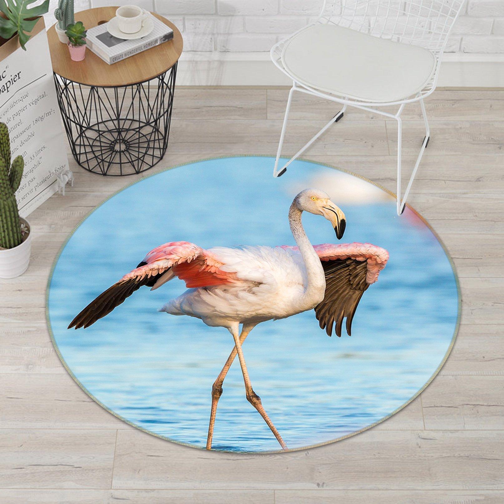 3D Red Crowned Crane 040 Animal Round Non Slip Rug Mat Mat AJ Creativity Home 