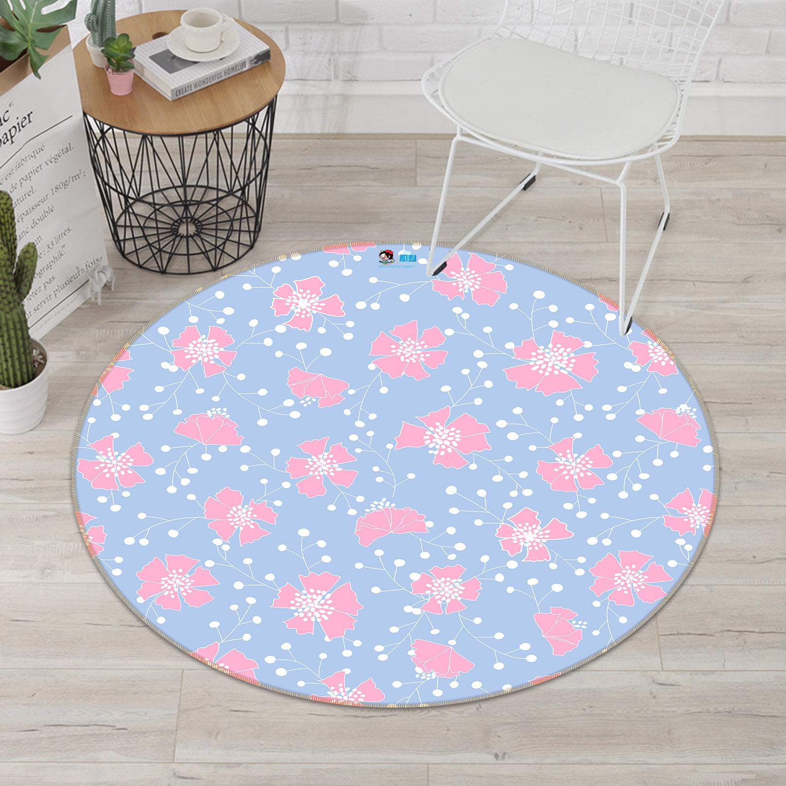 3D Pink Flowers 10557 Kashmira Jayaprakash Rug Round Non Slip Rug Mat