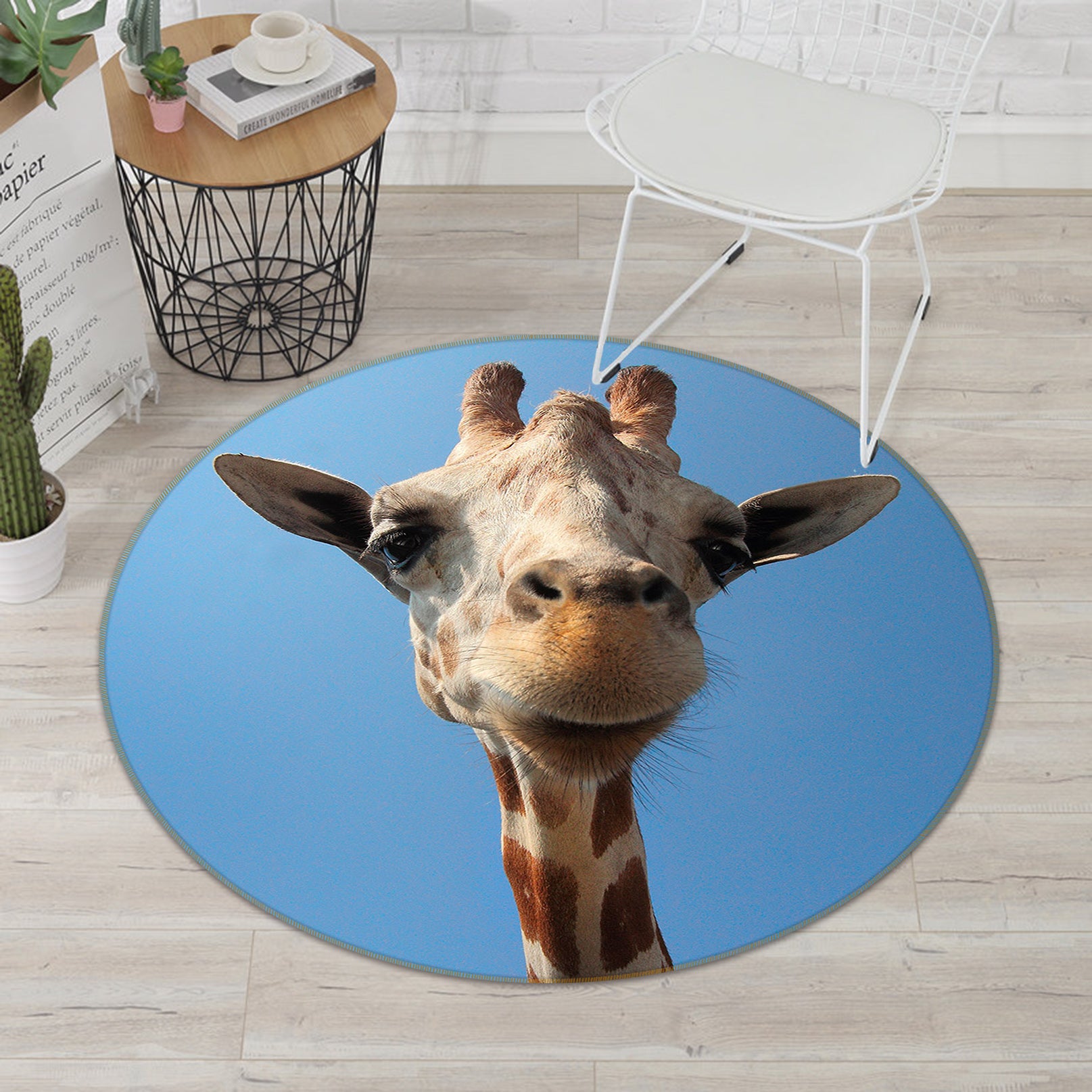 3D Giraffe 82229 Animal Round Non Slip Rug Mat