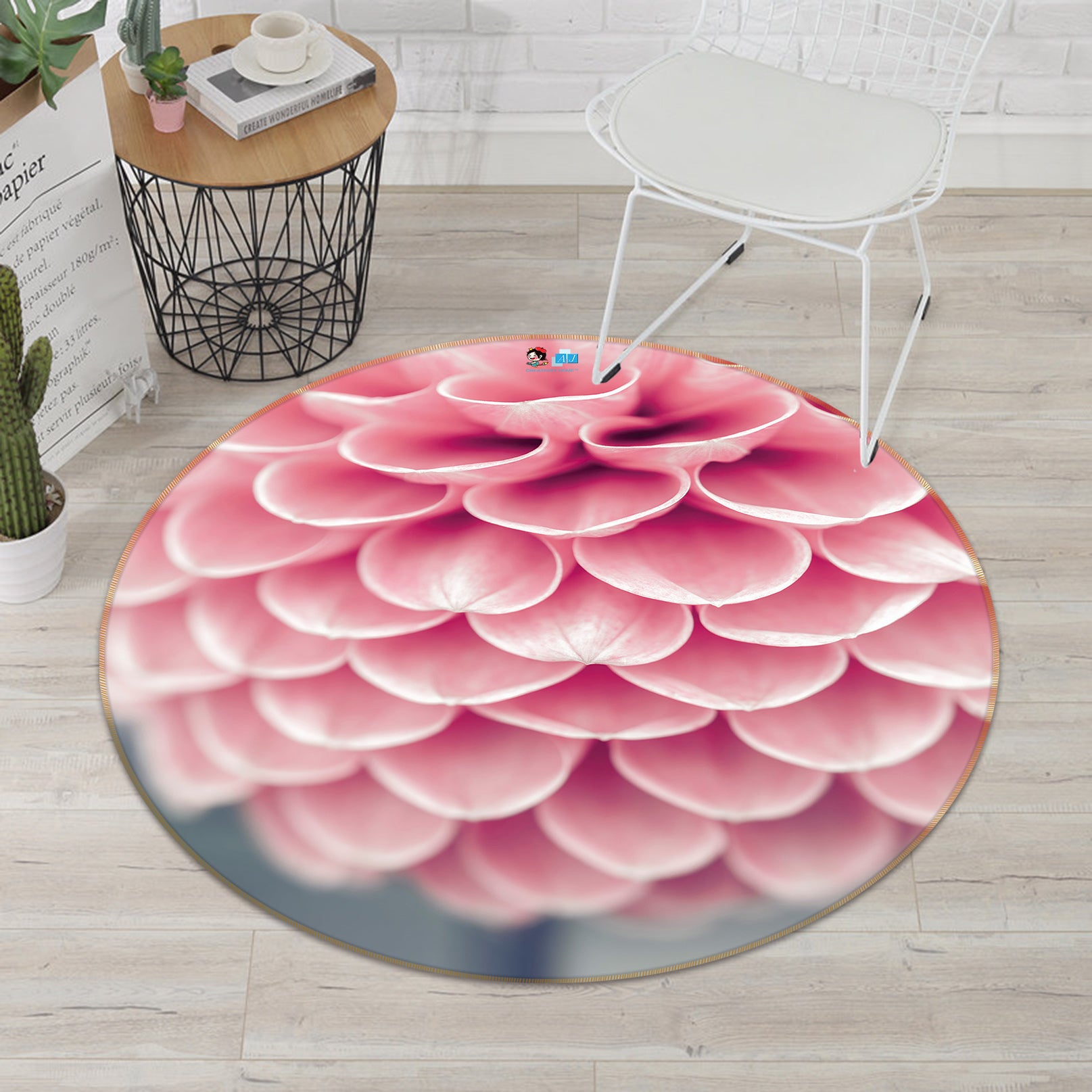 3D Petal Art 7332 Assaf Frank Rug Round Non Slip Rug Mat