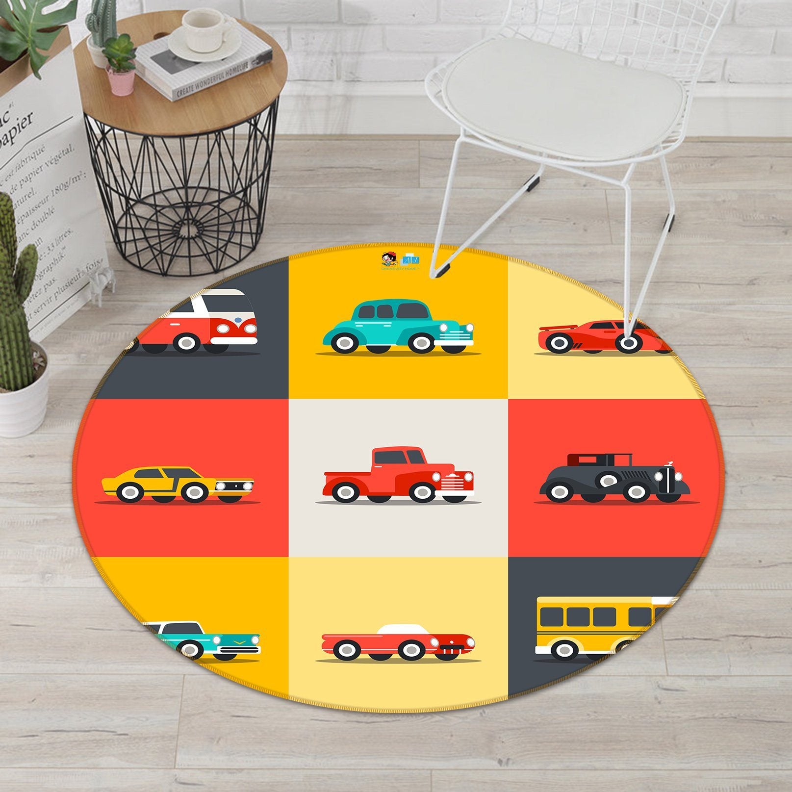 3D Cartoon Bridge Car 198 Round Non Slip Rug Mat Mat AJ Creativity Home 