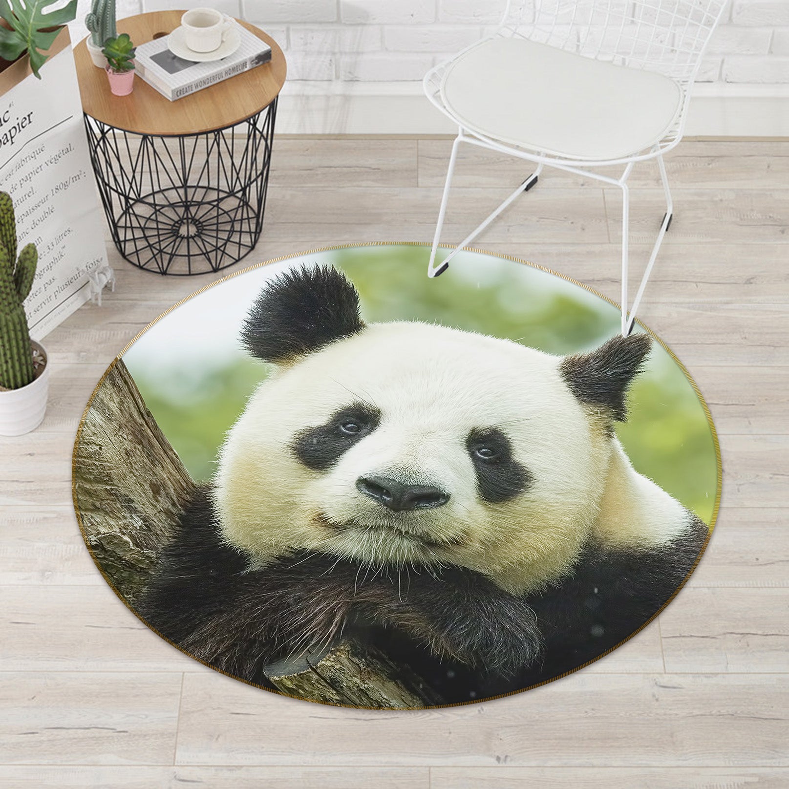 3D Panda 37195 Animal Round Non Slip Rug Mat