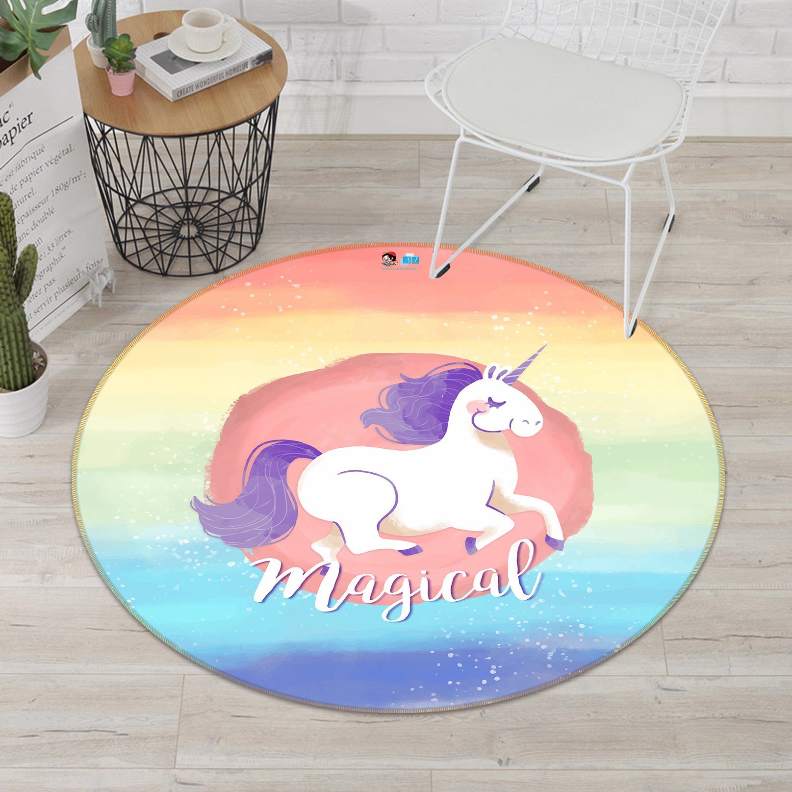 3D Cartoon Unicorn 207 Round Non Slip Rug Mat Mat AJ Creativity Home 