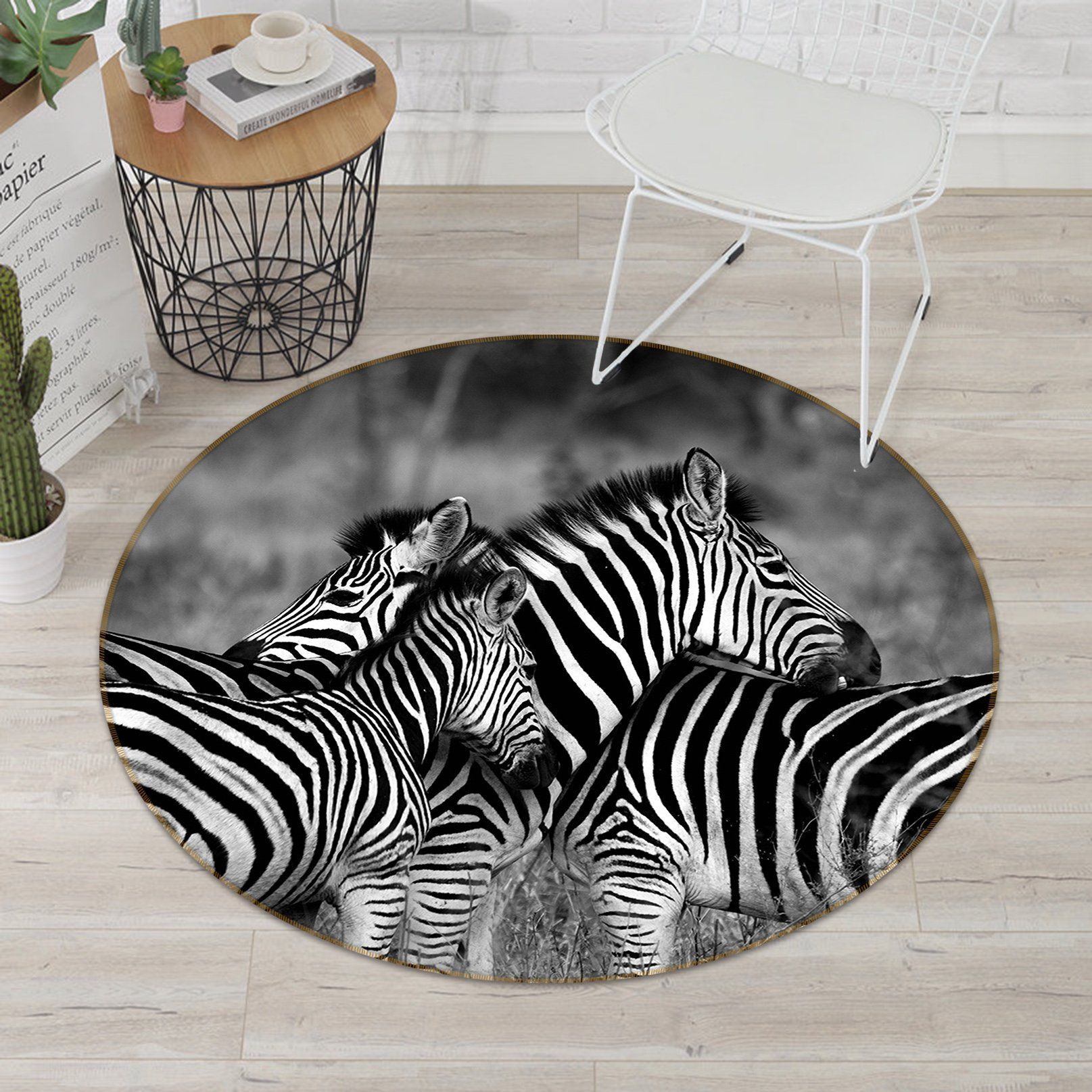 3D Zebra 112 Animal Round Non Slip Rug Mat Mat AJ Creativity Home 