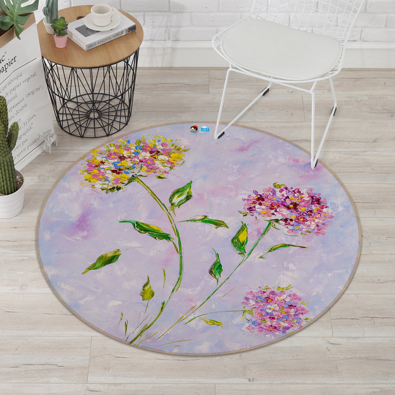 3D Colorful Flower 854 Skromova Marina Rug Round Non Slip Rug Mat