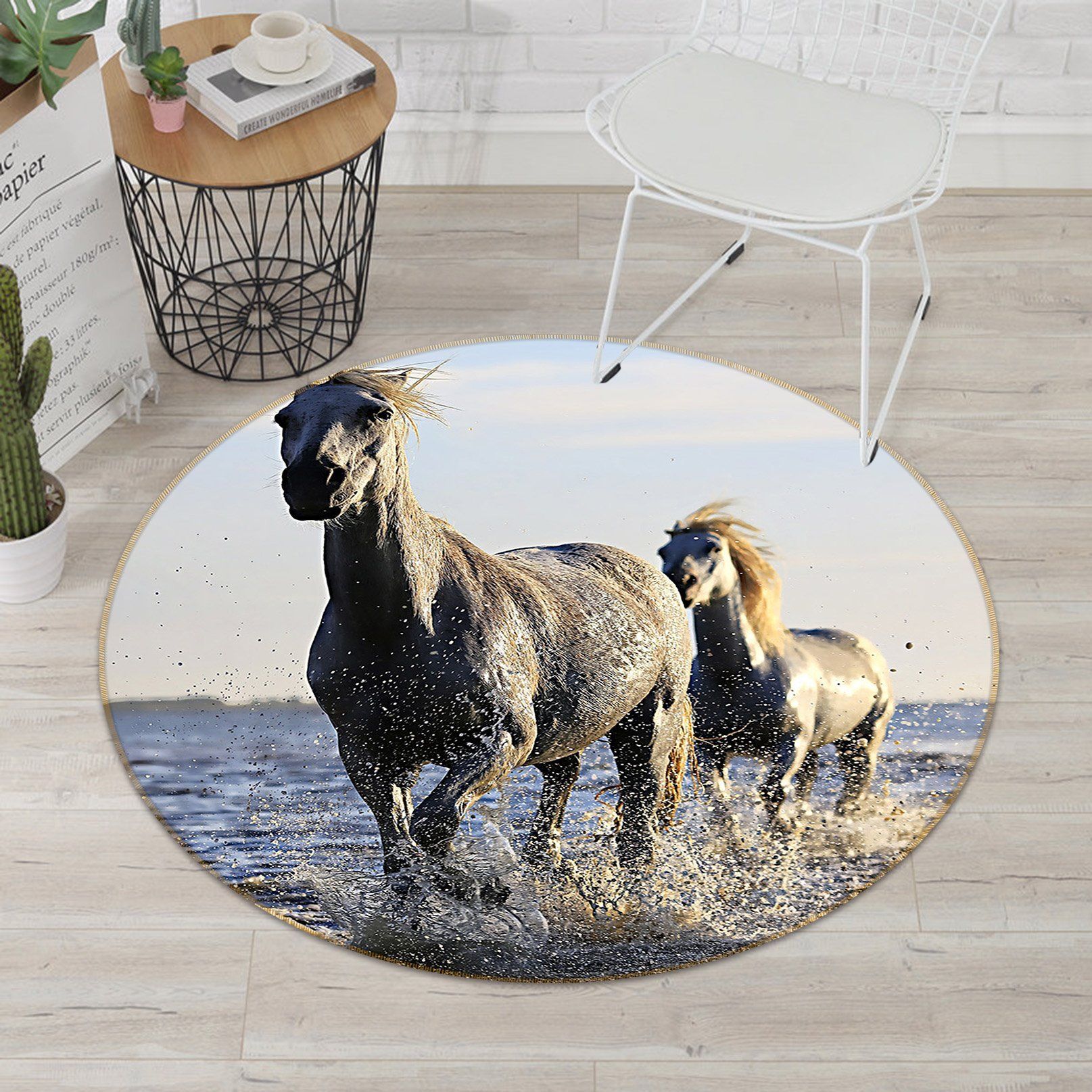 3D Sea Horse 058 Animal Round Non Slip Rug Mat Mat AJ Creativity Home 