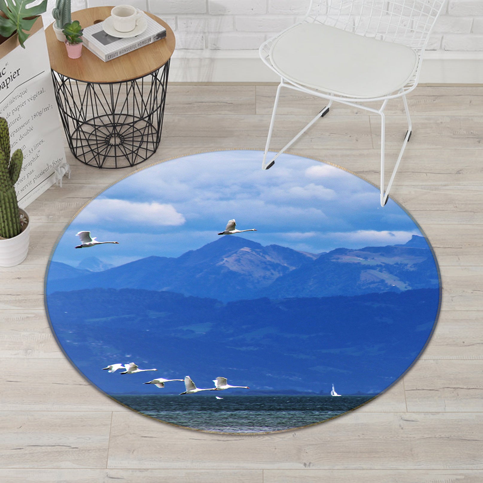 3D Mountains 82216 Animal Round Non Slip Rug Mat