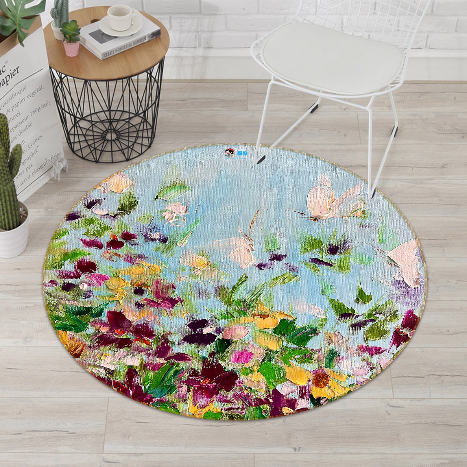 3D Butterfly Garden 901 Skromova Marina Rug Round Non Slip Rug Mat