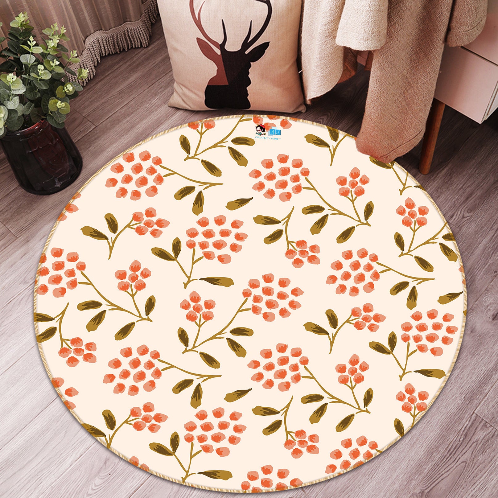 3D Red Polka Dot Flower 10537 Kashmira Jayaprakash Rug Round Non Slip Rug Mat