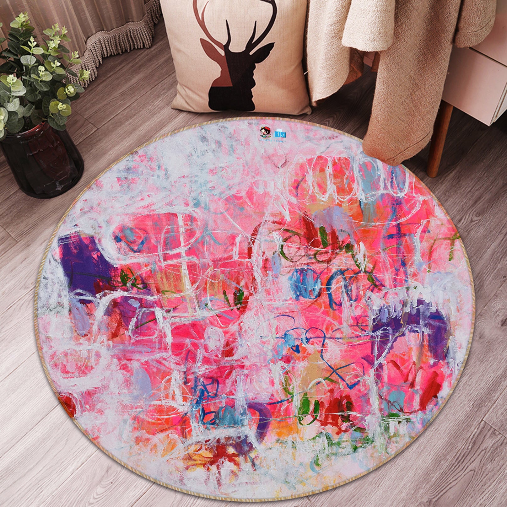 3D Graffiti Painting 1364 Misako Chida Rug Round Non Slip Rug Mat