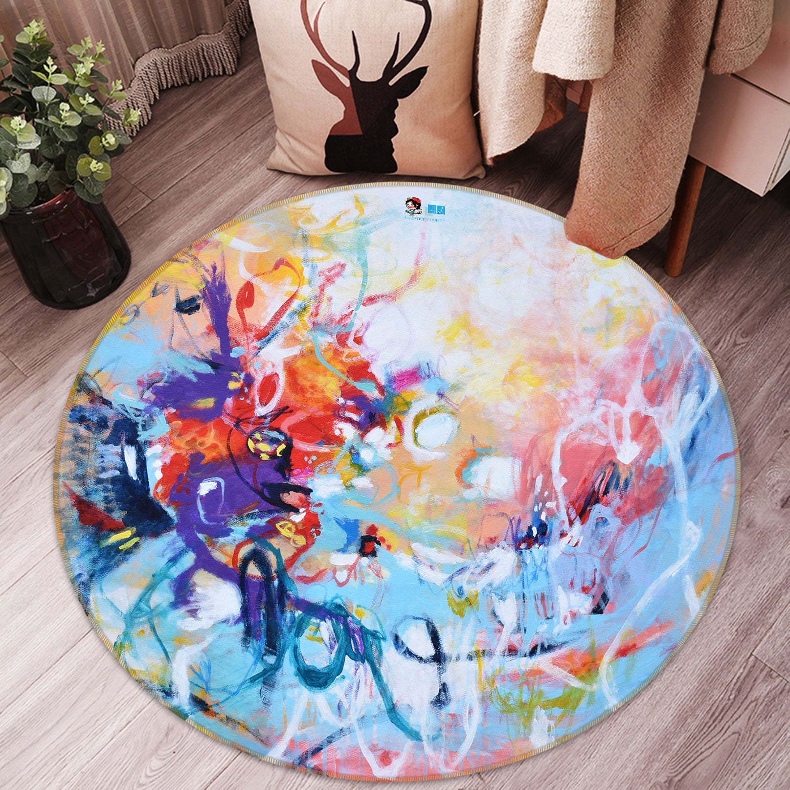 3D Art Paintings 1350 Misako Chida Rug Round Non Slip Rug Mat