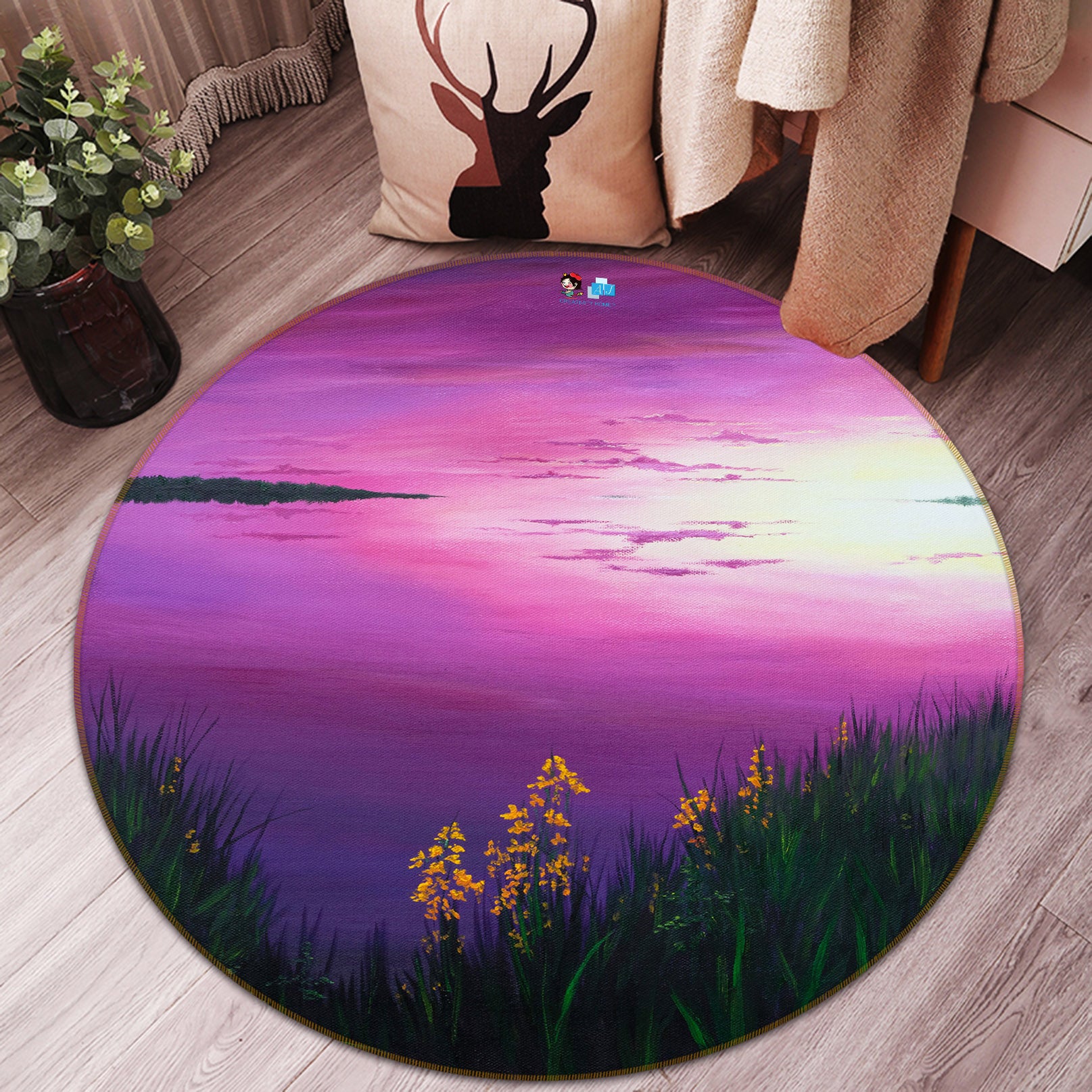 3D Purple Sky 18157 Marina Zotova Rug Round Non Slip Rug Mat